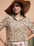 Tokyo Talkies Women Brown Printed Regular Fit Casual Shirt - Brown - Image 1