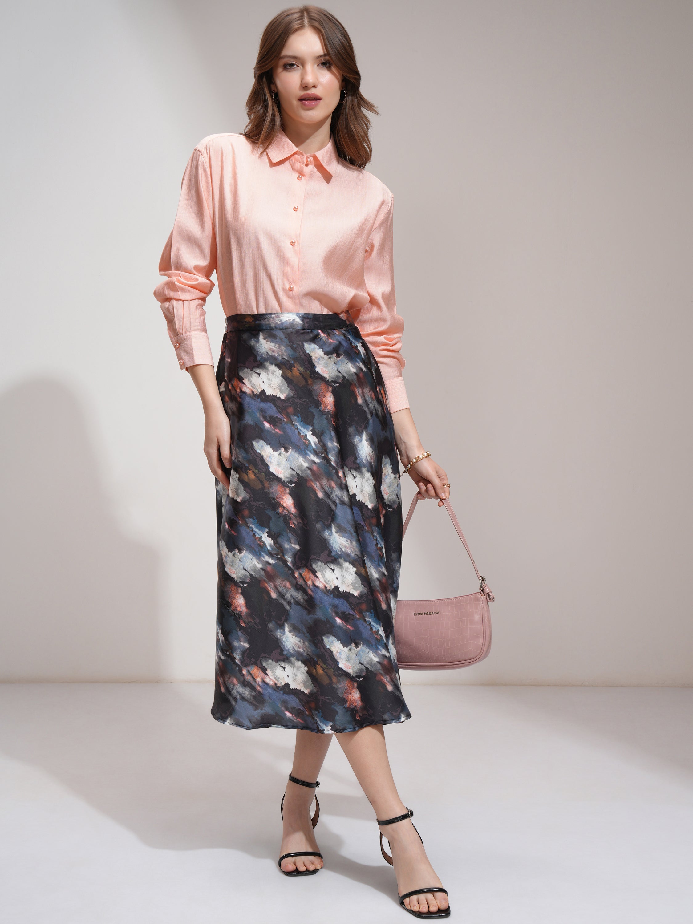 Tokyo Talkies Women Peach Solid Casual Shirt - Peach - Image 2