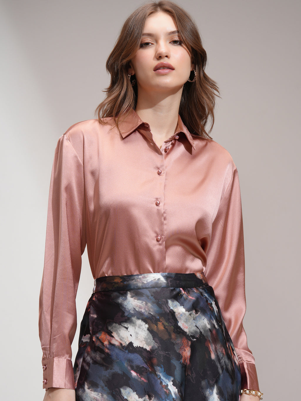 Tokyo Talkies Women Pink Solid Casual Shirt - Pink - Image 1