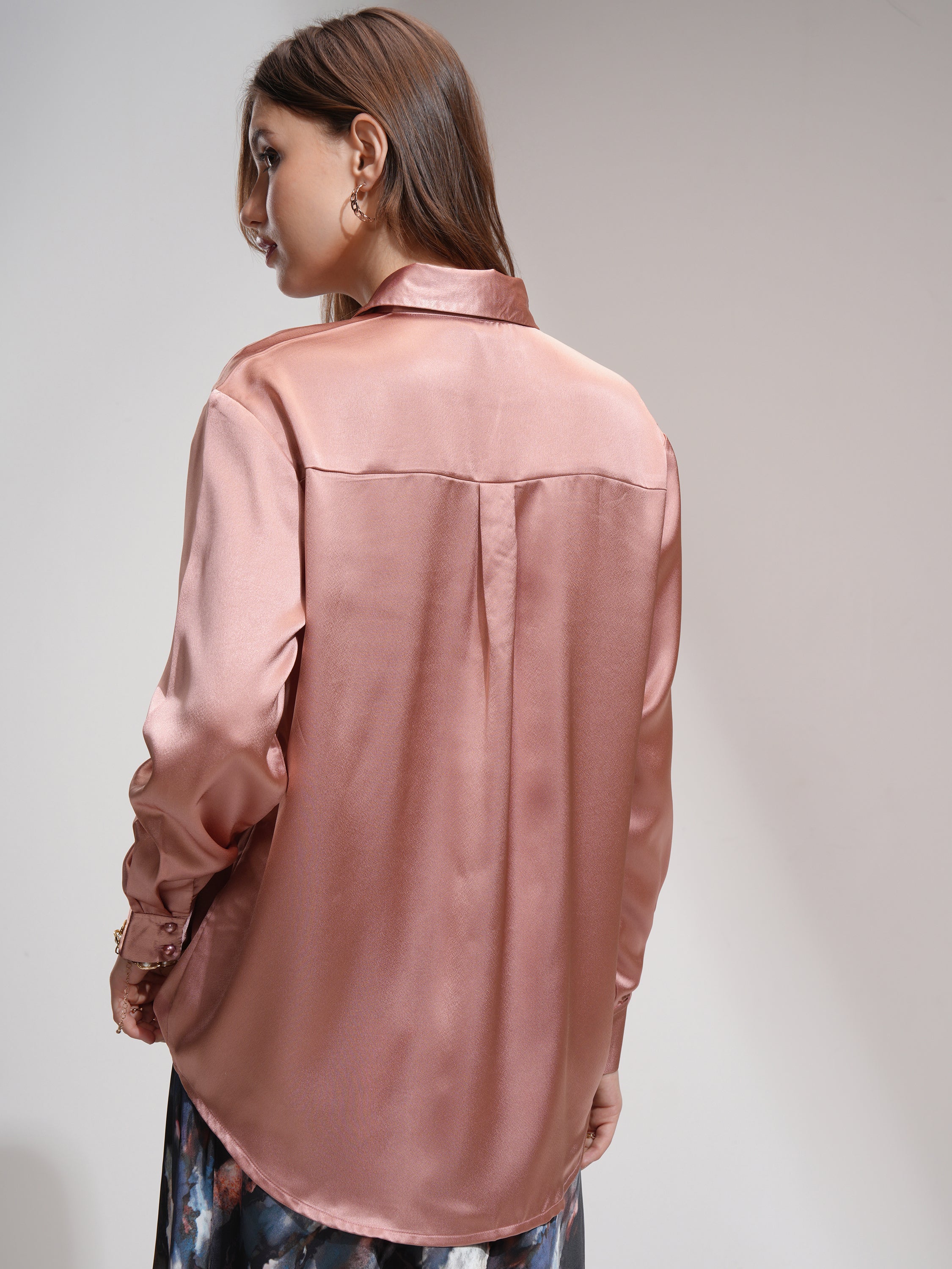 Tokyo Talkies Women Pink Solid Casual Shirt - Pink - Image 3