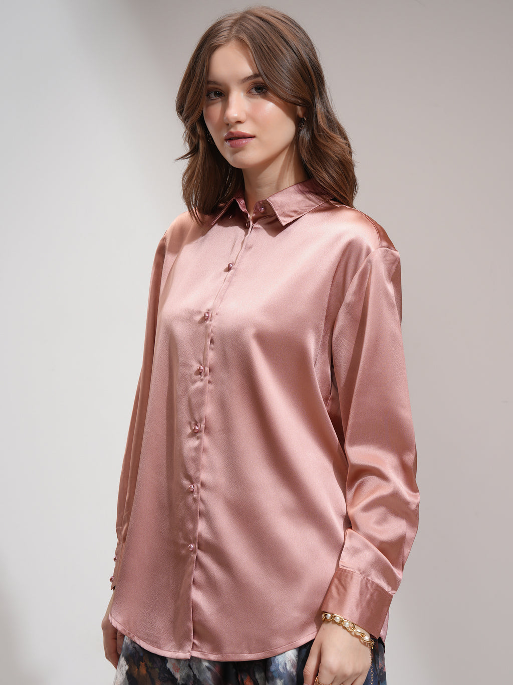 Tokyo Talkies Women Pink Solid Casual Shirt - Pink - Image 4