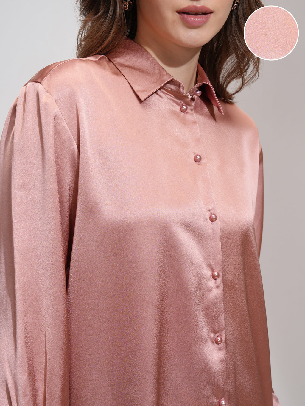 Tokyo Talkies Women Pink Solid Casual Shirt - Pink - Image 5