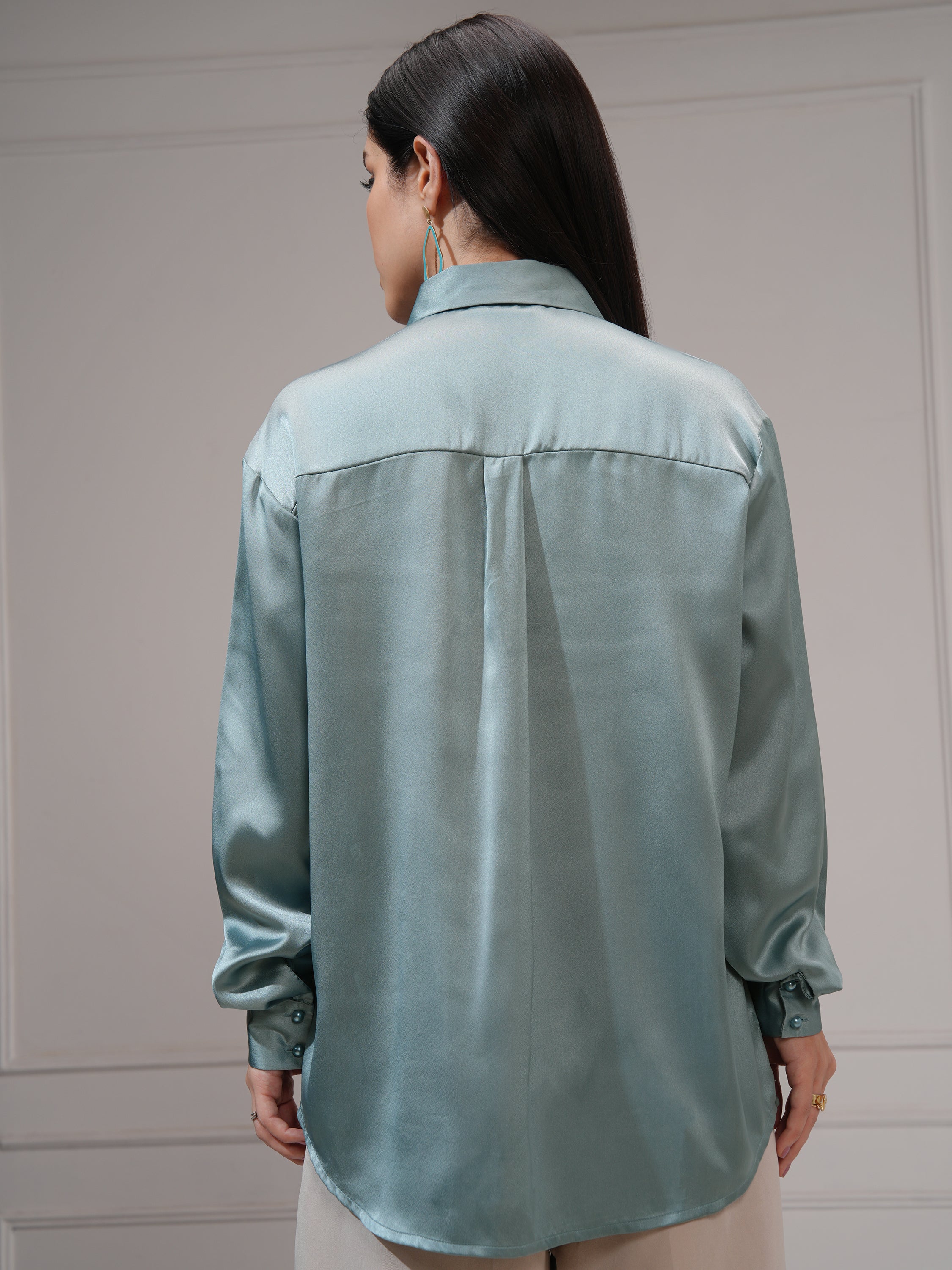 Tokyo Talkies Women Green Solid Casual Shirt - Green - Image 3