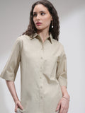 Tokyo Talkies Women Beige Solid Casual Shirt - Beige - Image 1
