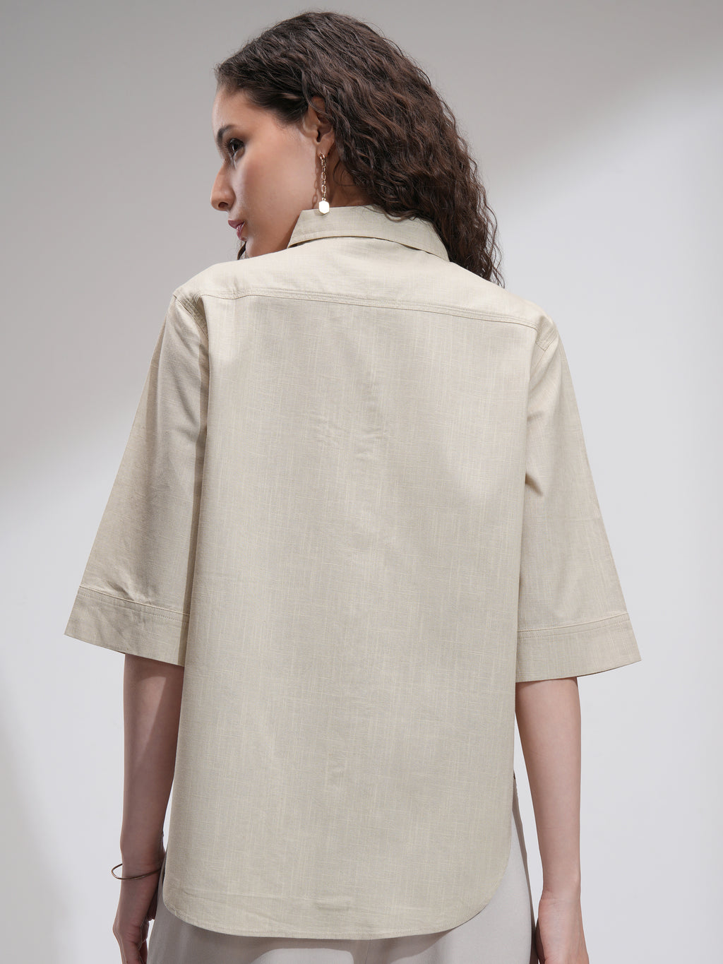 Tokyo Talkies Women Beige Solid Casual Shirt - Beige - Image 3