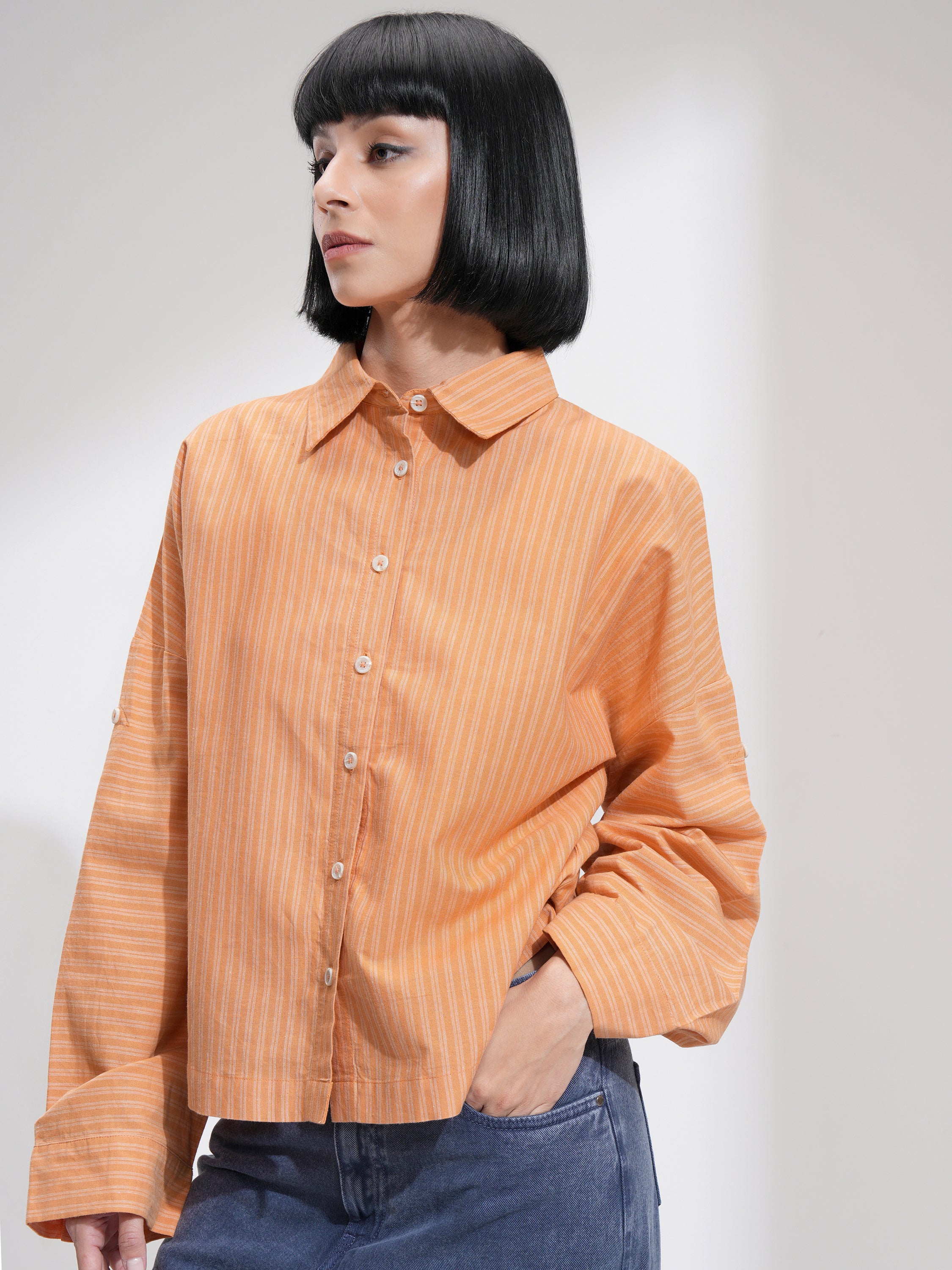 Men Regular Fit Casual Shirt - Orange - Image 4