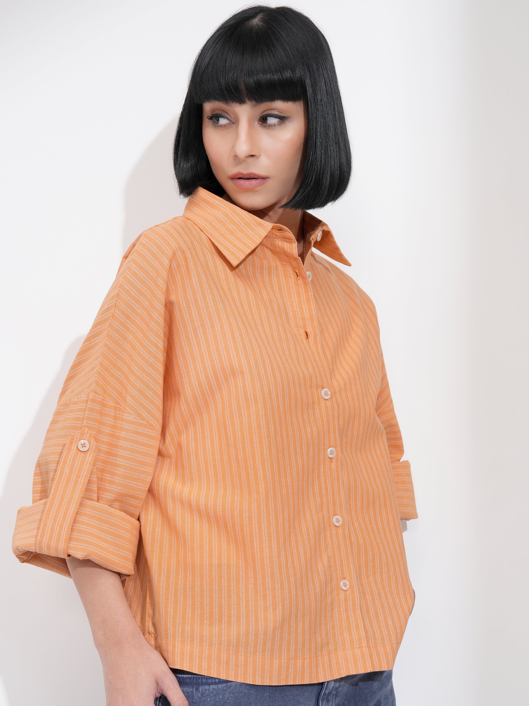 Men Regular Fit Casual Shirt - Orange - Image 6