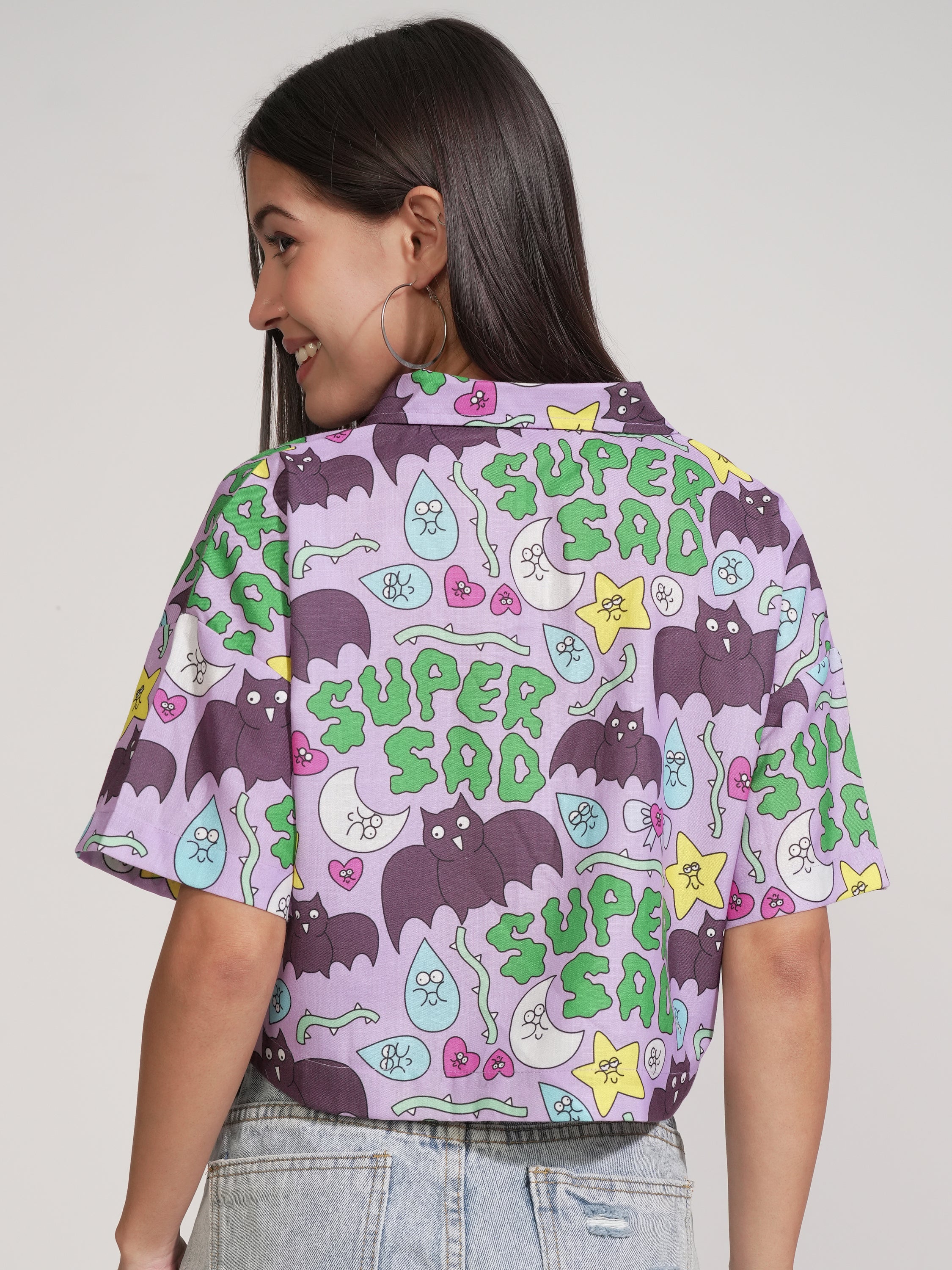Tokyo Talkies Women Purple Printed Casual Shirt - Purple - Image 3