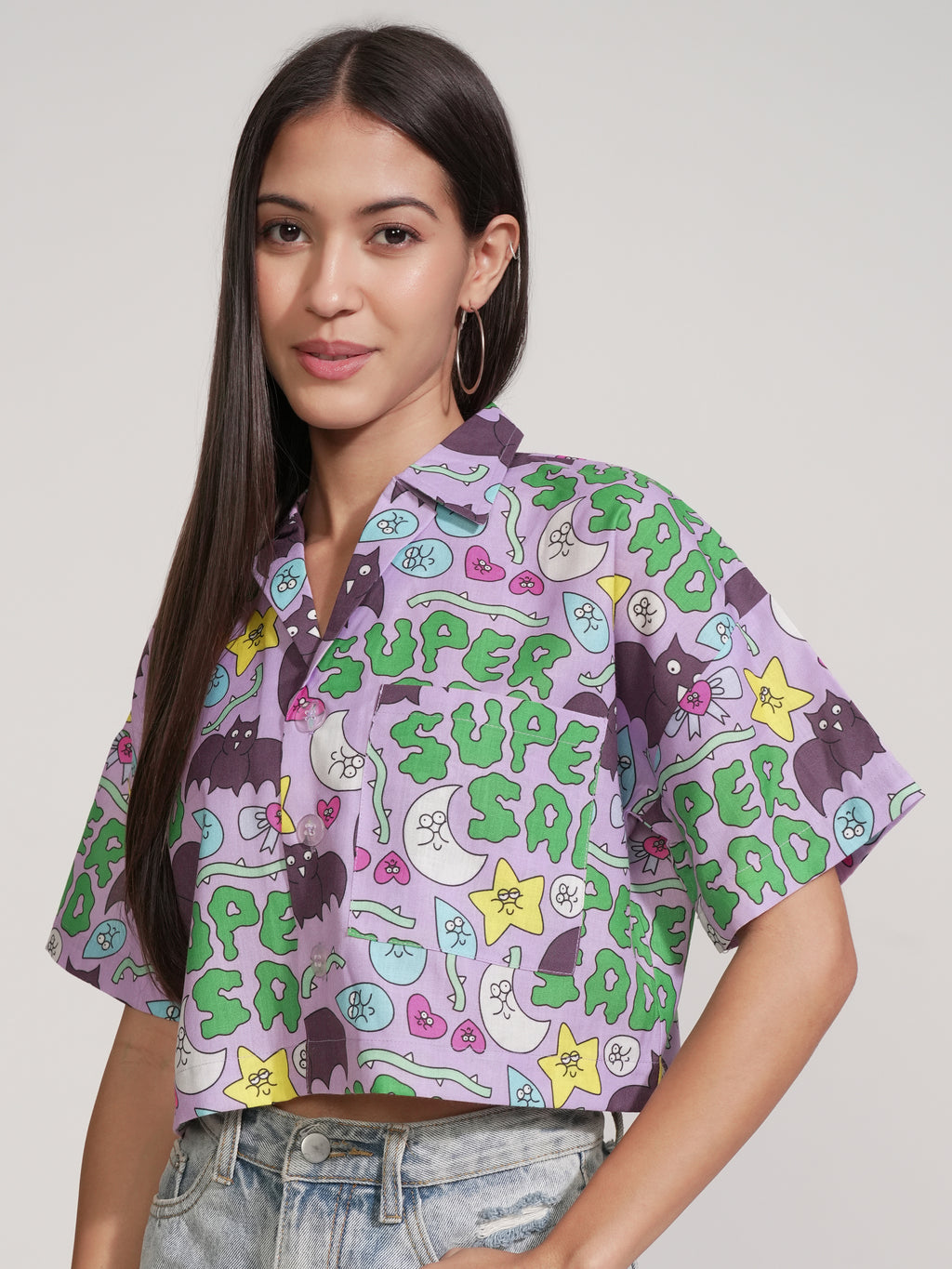 Tokyo Talkies Women Purple Printed Casual Shirt - Purple - Image 4