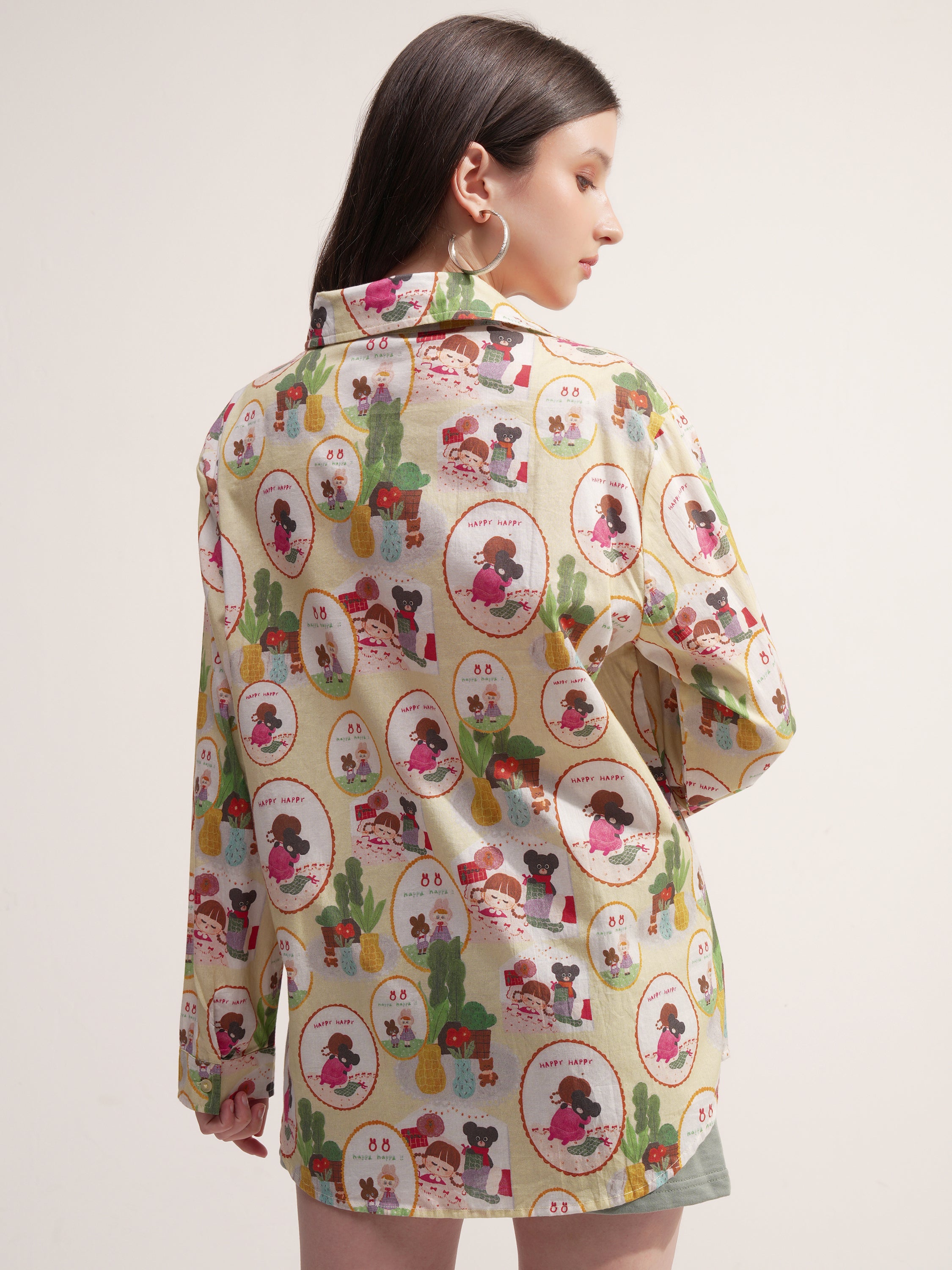Tokyo Talkies Women Green Printed Casual Shirt - Green - Image 3