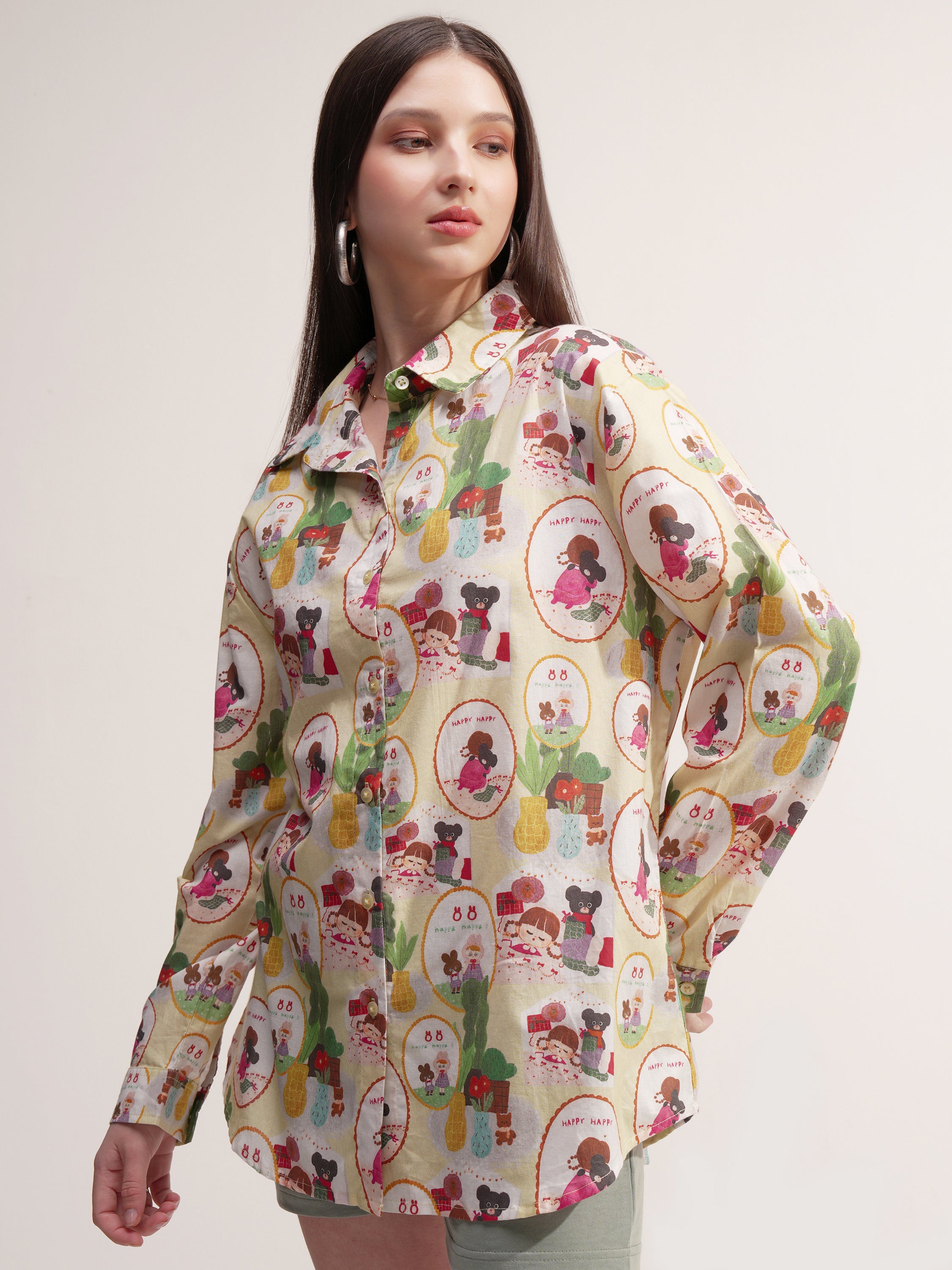 Tokyo Talkies Women Green Printed Casual Shirt - Green - Image 4