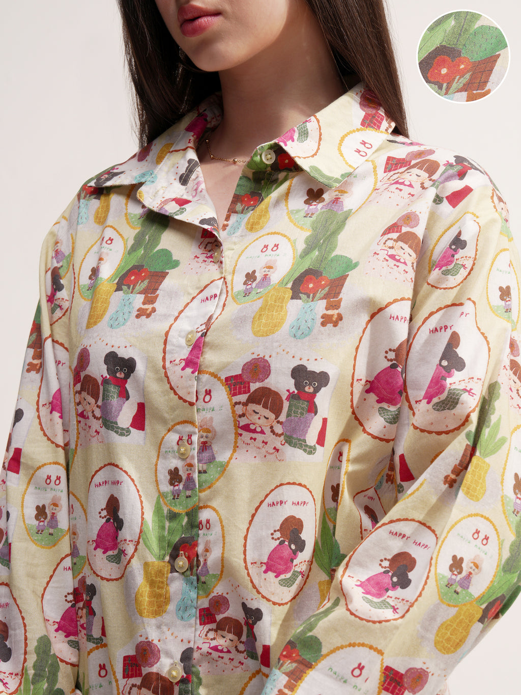 Tokyo Talkies Women Green Printed Casual Shirt - Green - Image 5