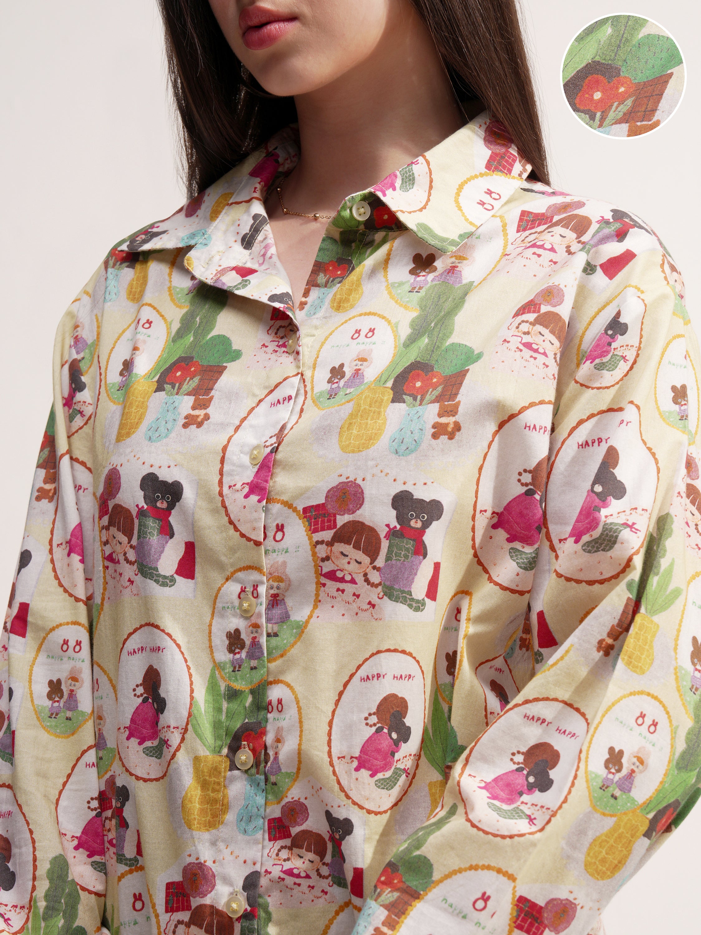 Tokyo Talkies Women Green Printed Casual Shirt - Green - Image 5