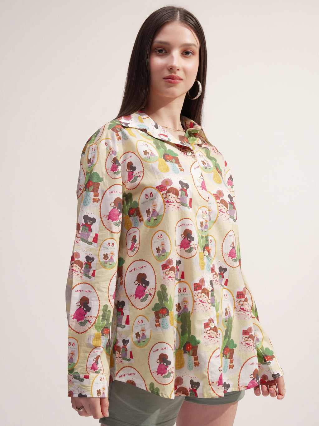 Tokyo Talkies Women Green Printed Casual Shirt - Green - Image 6