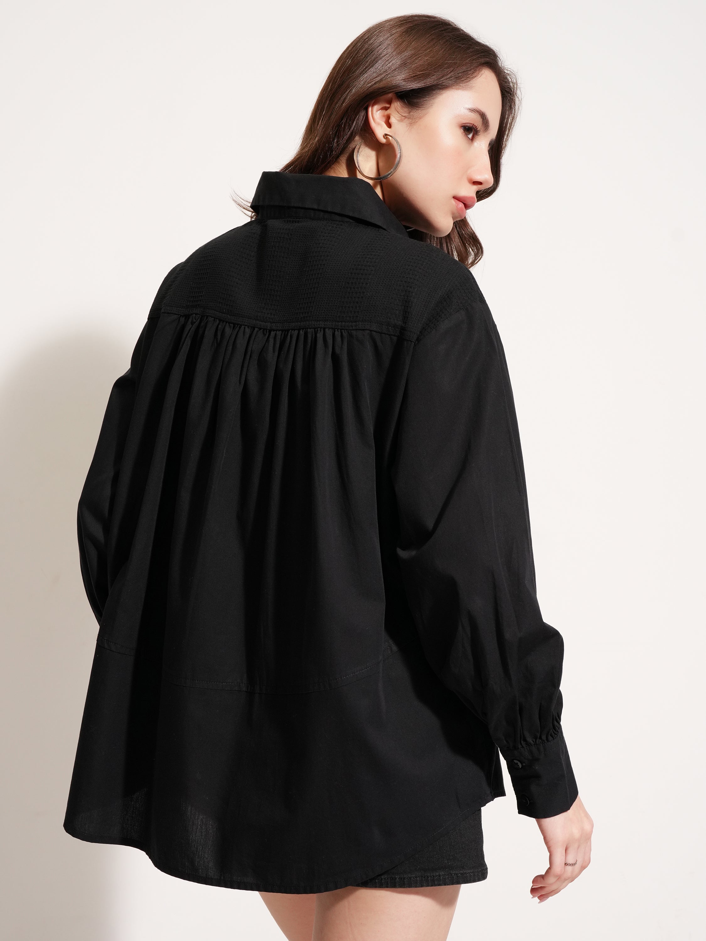 Tokyo Talkies Women Black Solid Casual Shirt - Black - Image 3
