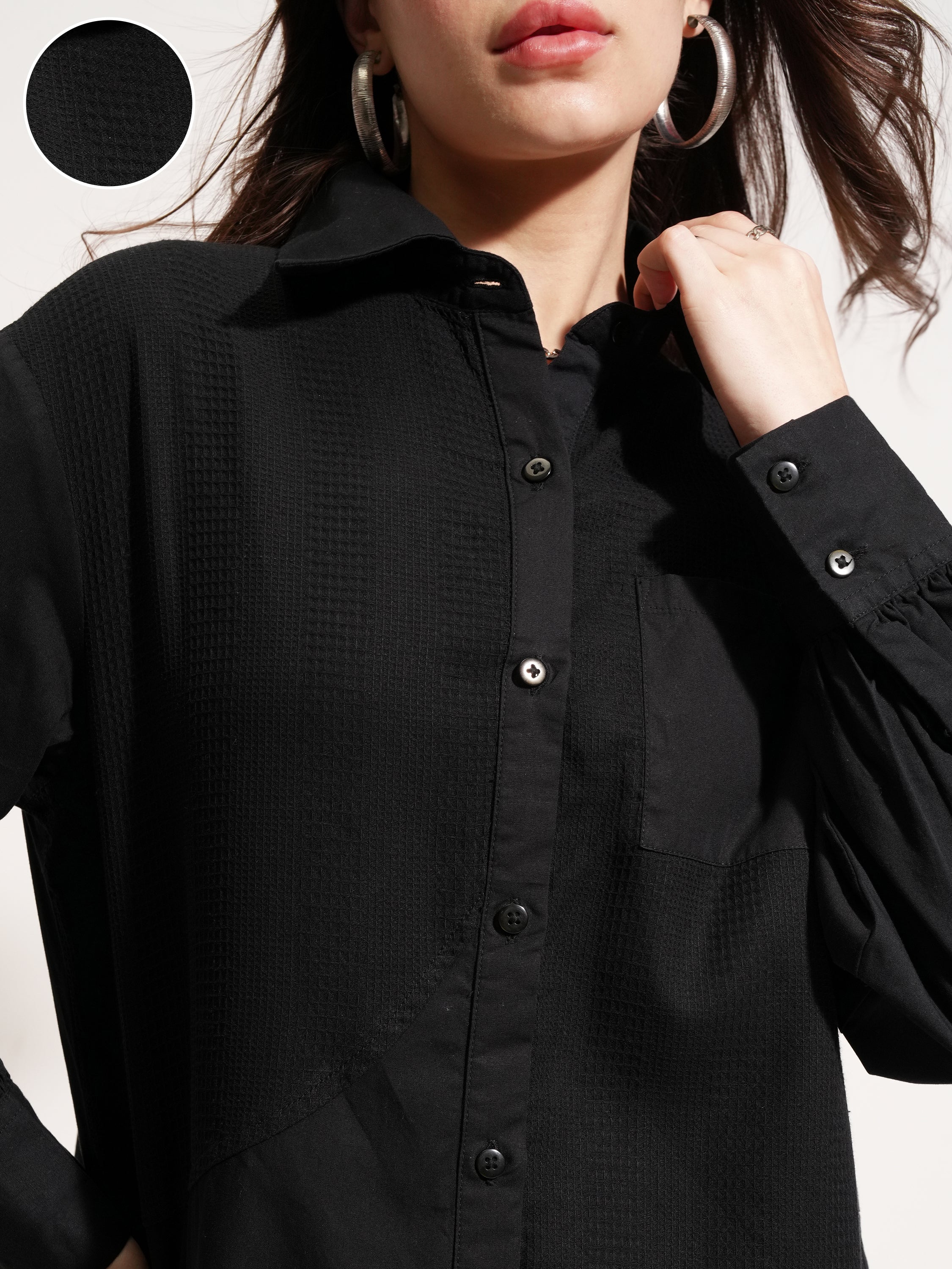 Tokyo Talkies Women Black Solid Casual Shirt - Black - Image 5