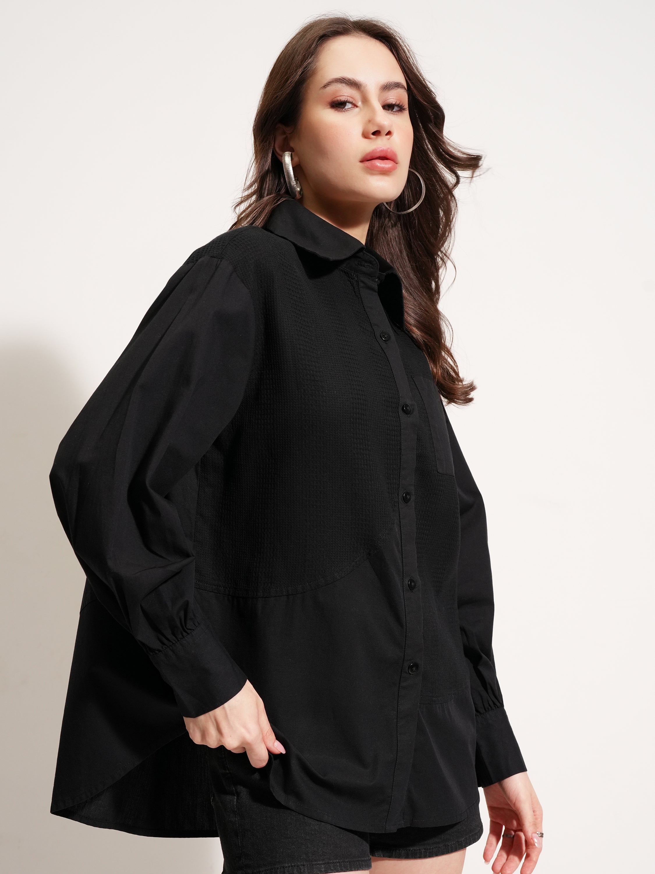 Tokyo Talkies Women Black Solid Casual Shirt - Black - Image 6