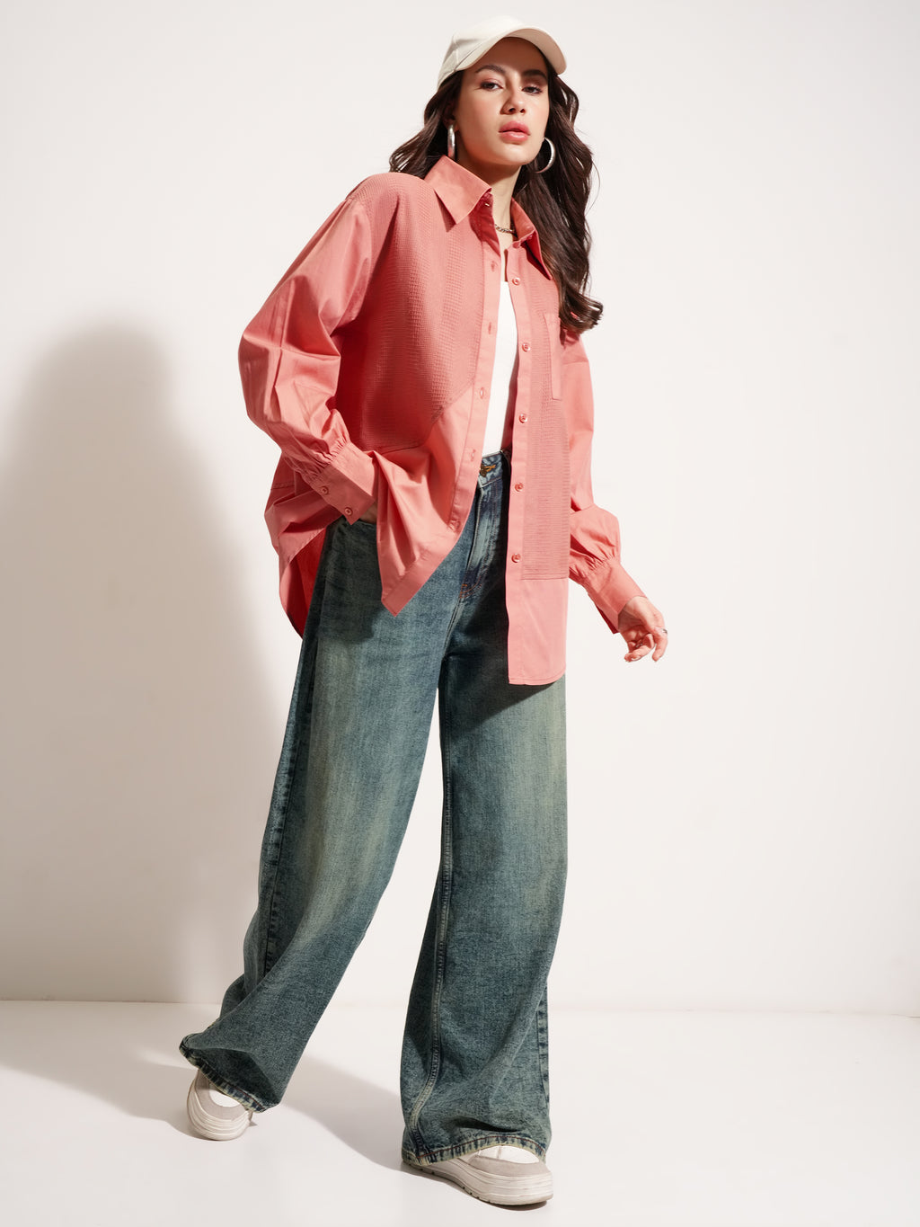 Tokyo Talkies Women Pink Self Design Casual Shirt - Pink - Image 2