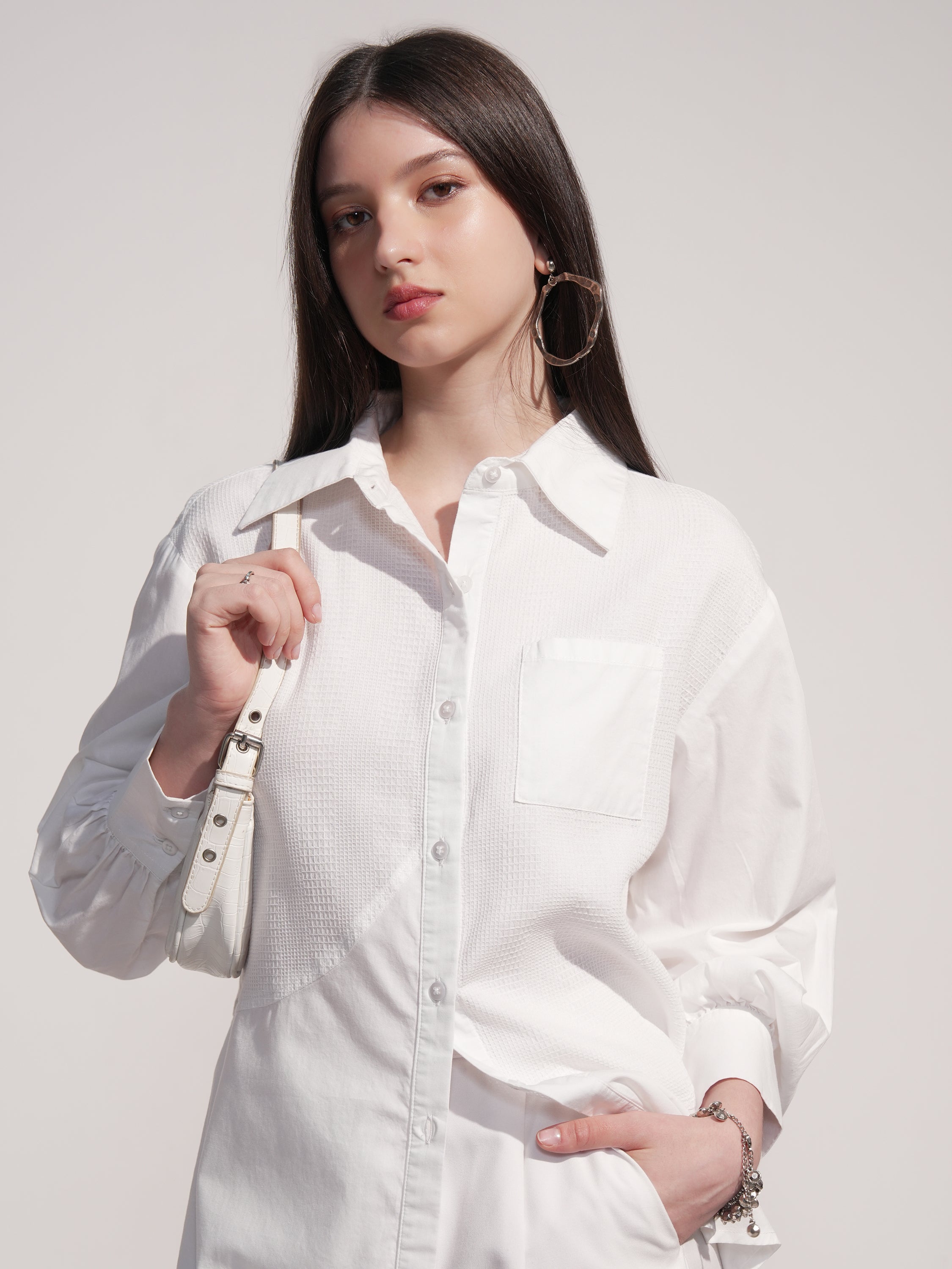 Tokyo Talkies Women White Solid Casual Shirt - White - Image 1