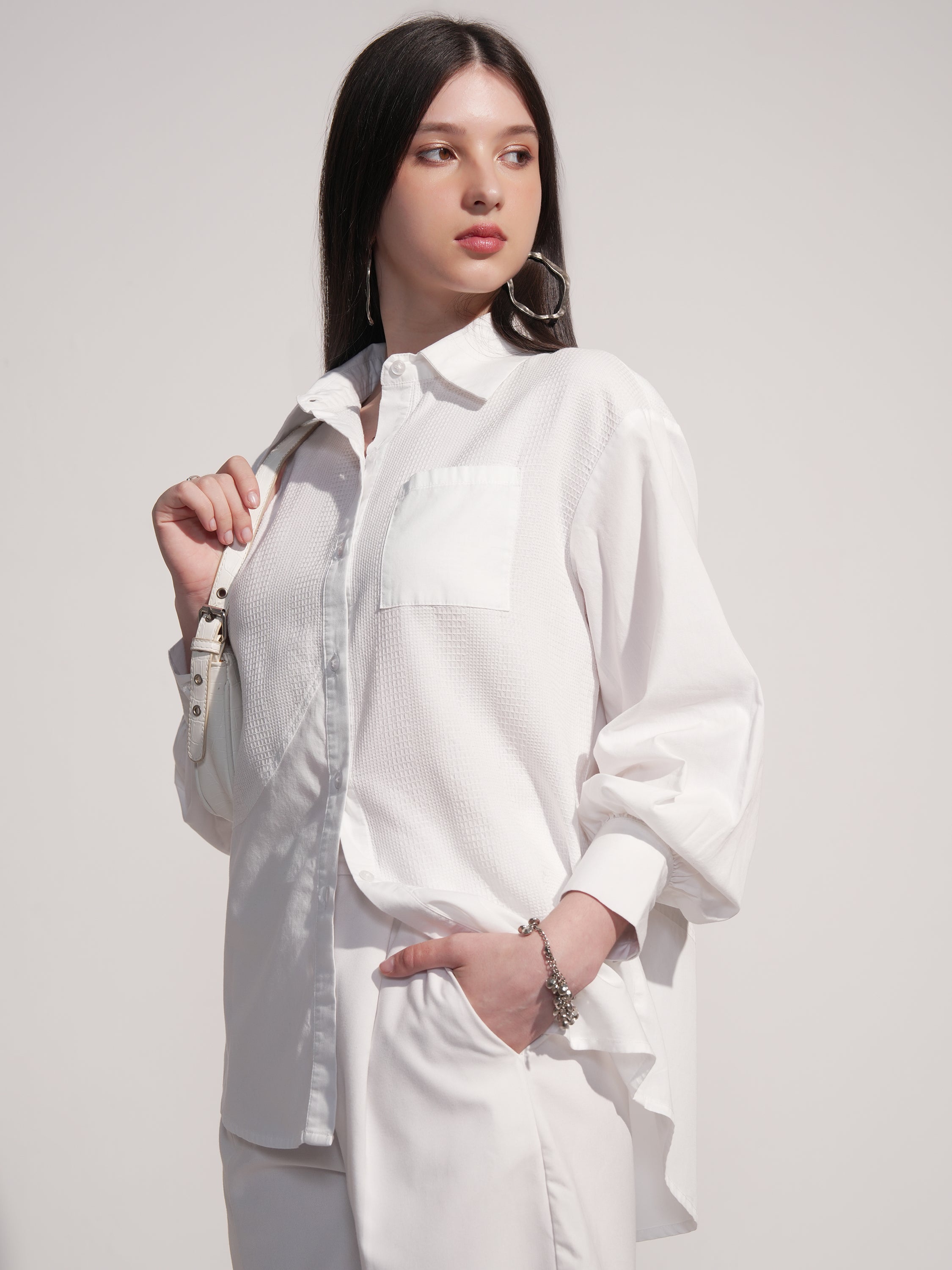 Tokyo Talkies Women White Solid Casual Shirt - White - Image 4