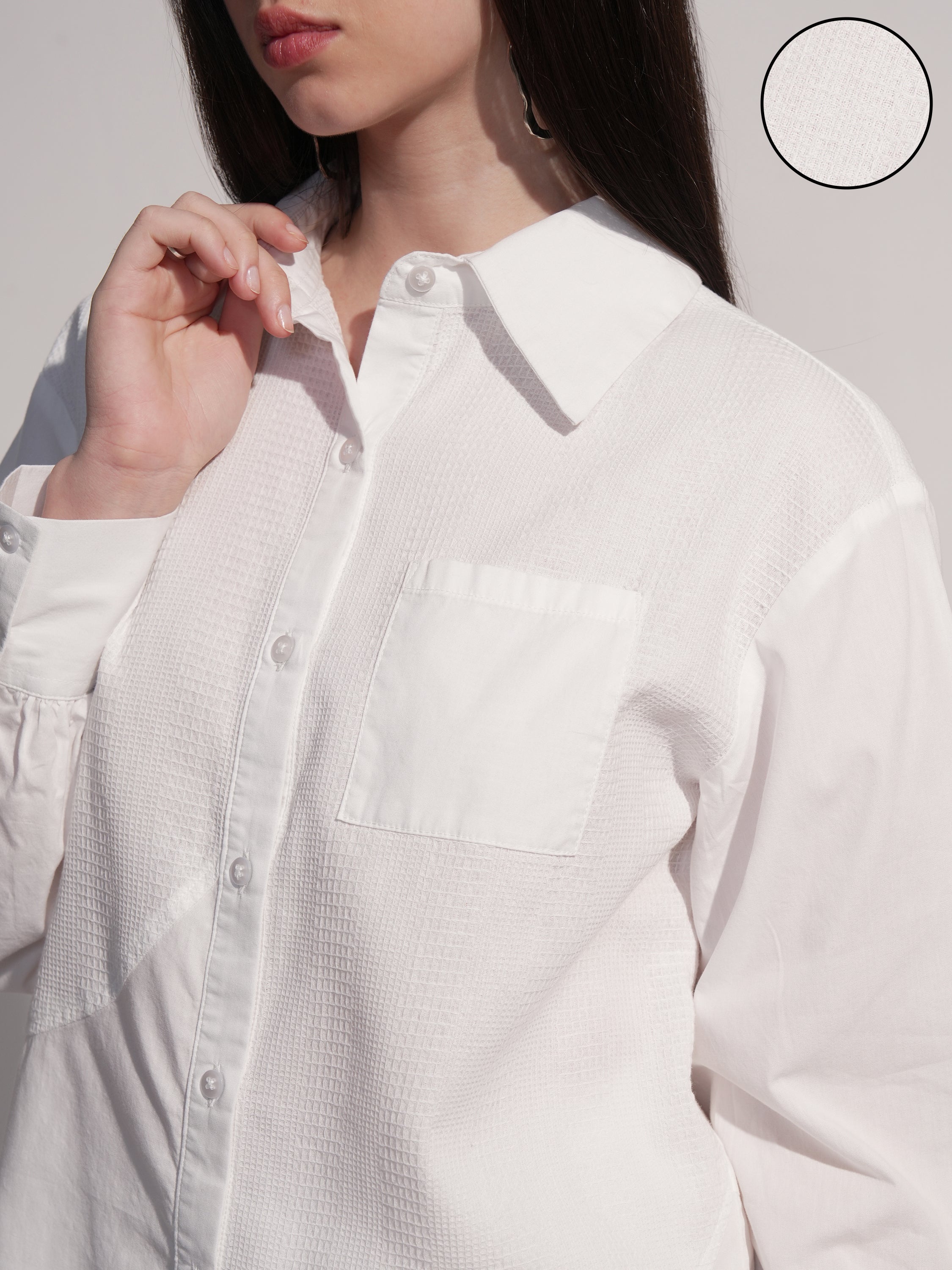 Tokyo Talkies Women White Solid Casual Shirt - White - Image 5