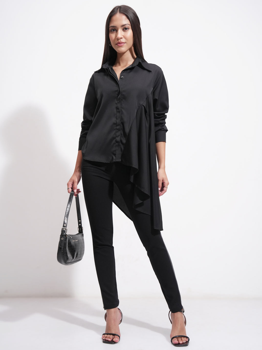 Tokyo Talkies Women Black Solid Casual Shirt - Black - Image 2