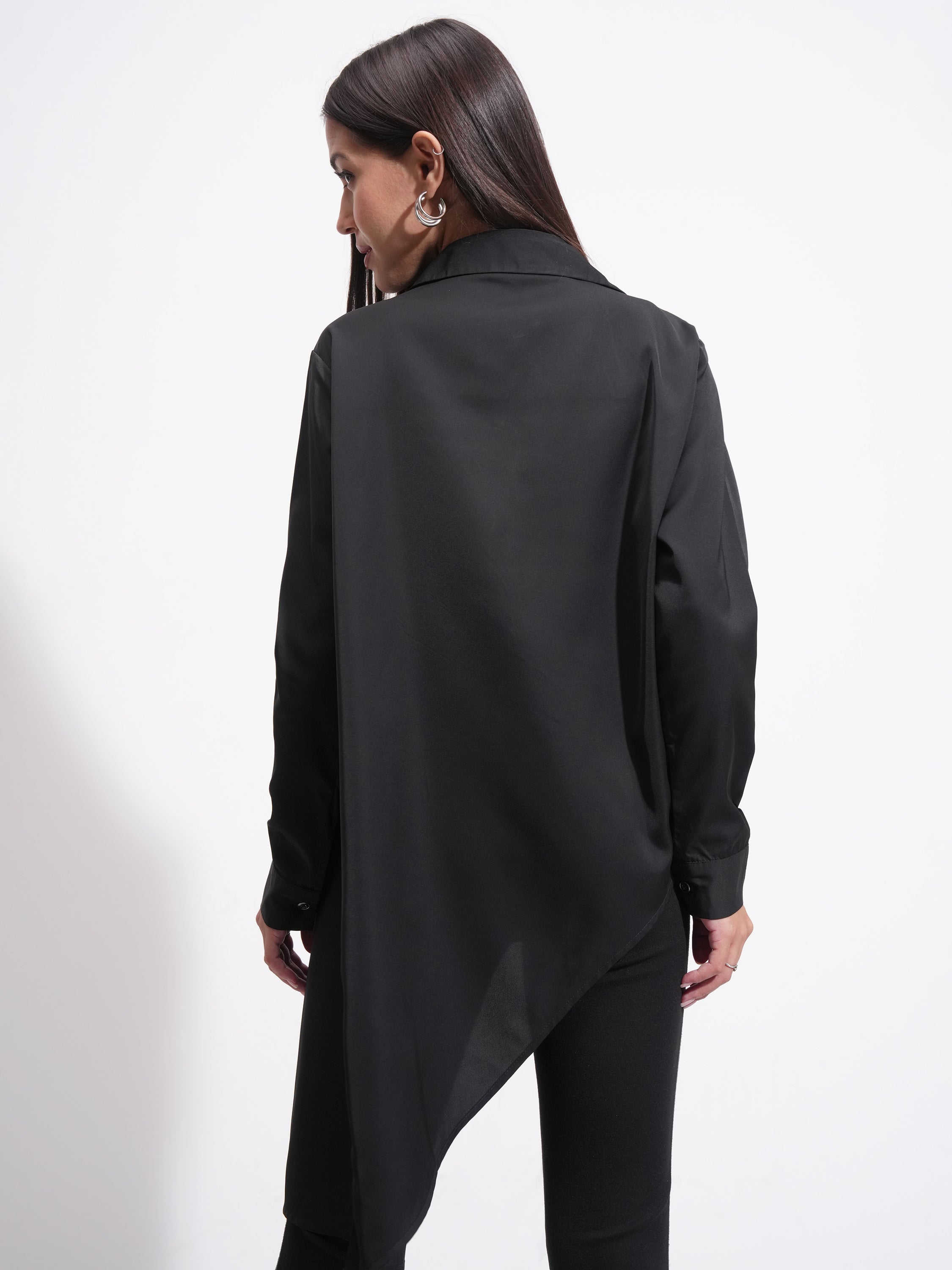 Tokyo Talkies Women Black Solid Casual Shirt - Black - Image 3