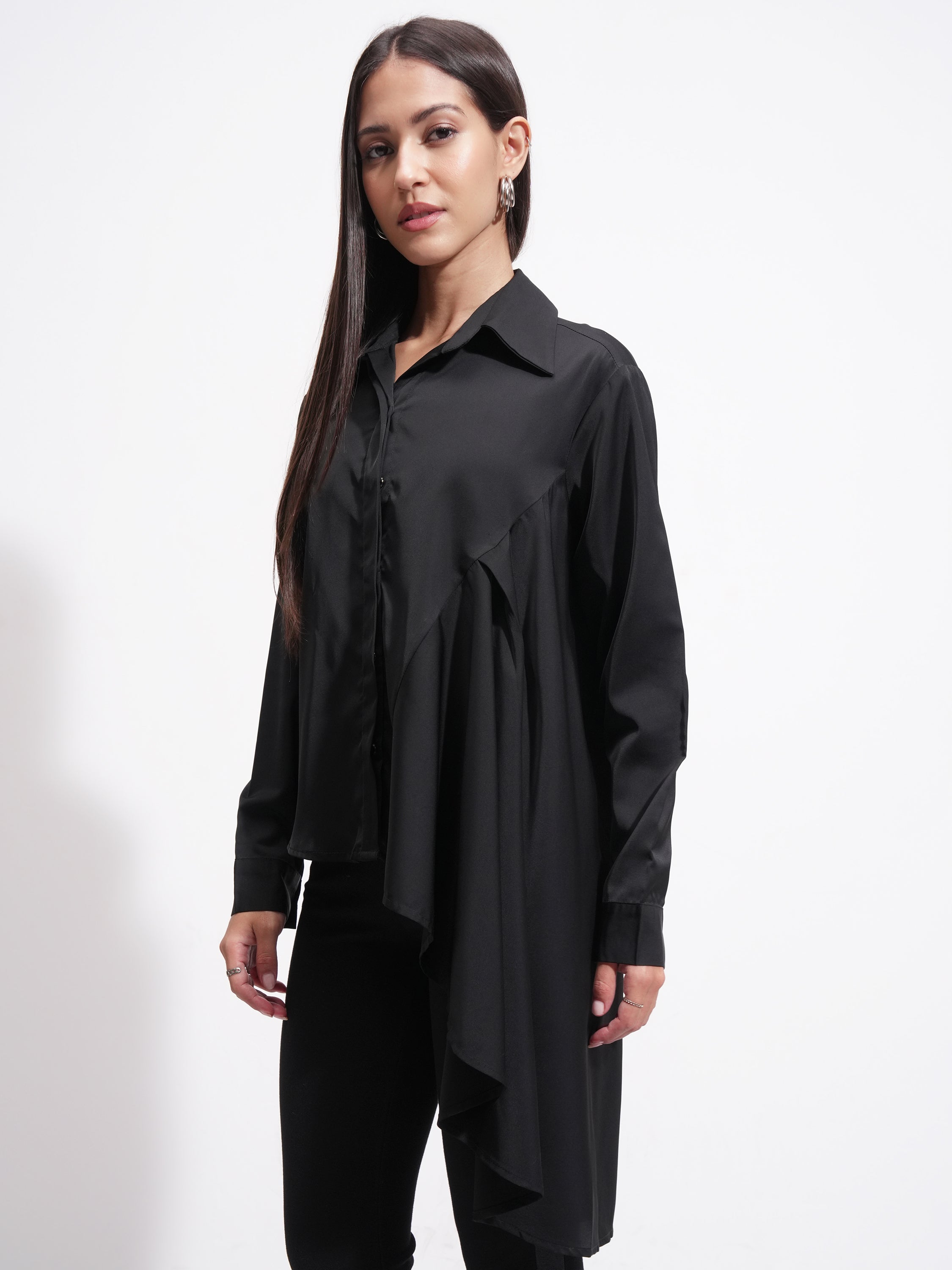 Tokyo Talkies Women Black Solid Casual Shirt - Black - Image 4