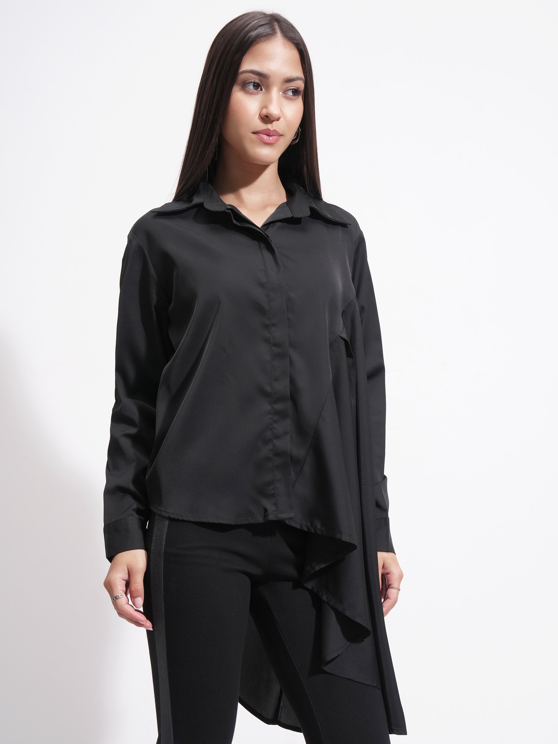 Tokyo Talkies Women Black Solid Casual Shirt - Black - Image 6