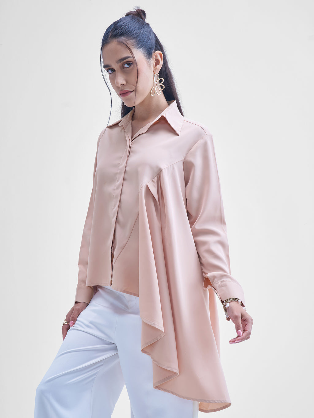 Tokyo Talkies Women Pink Solid casual shirts - Pink - Image 4