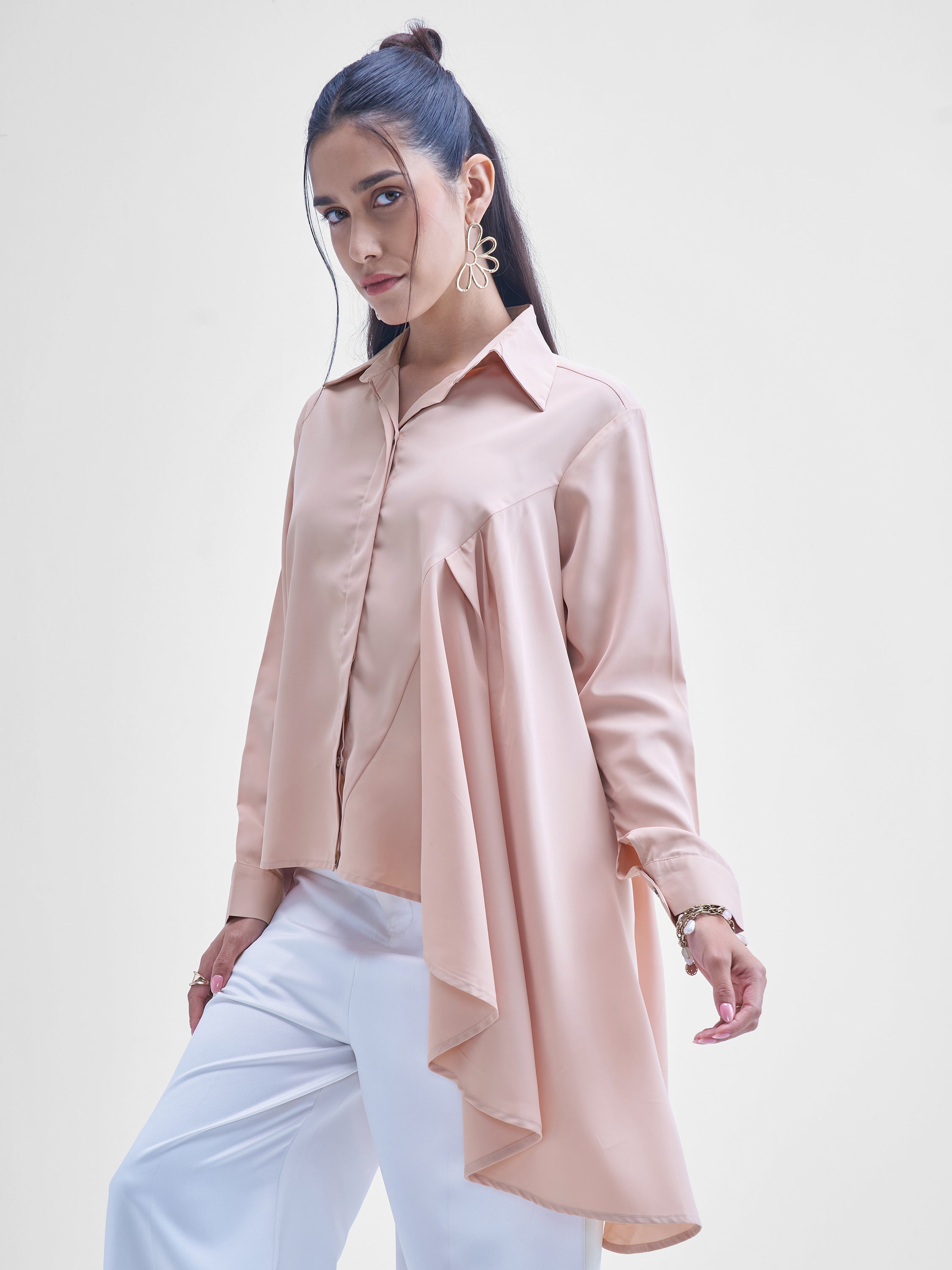 Tokyo Talkies Women Pink Solid casual shirts - Pink - Image 4