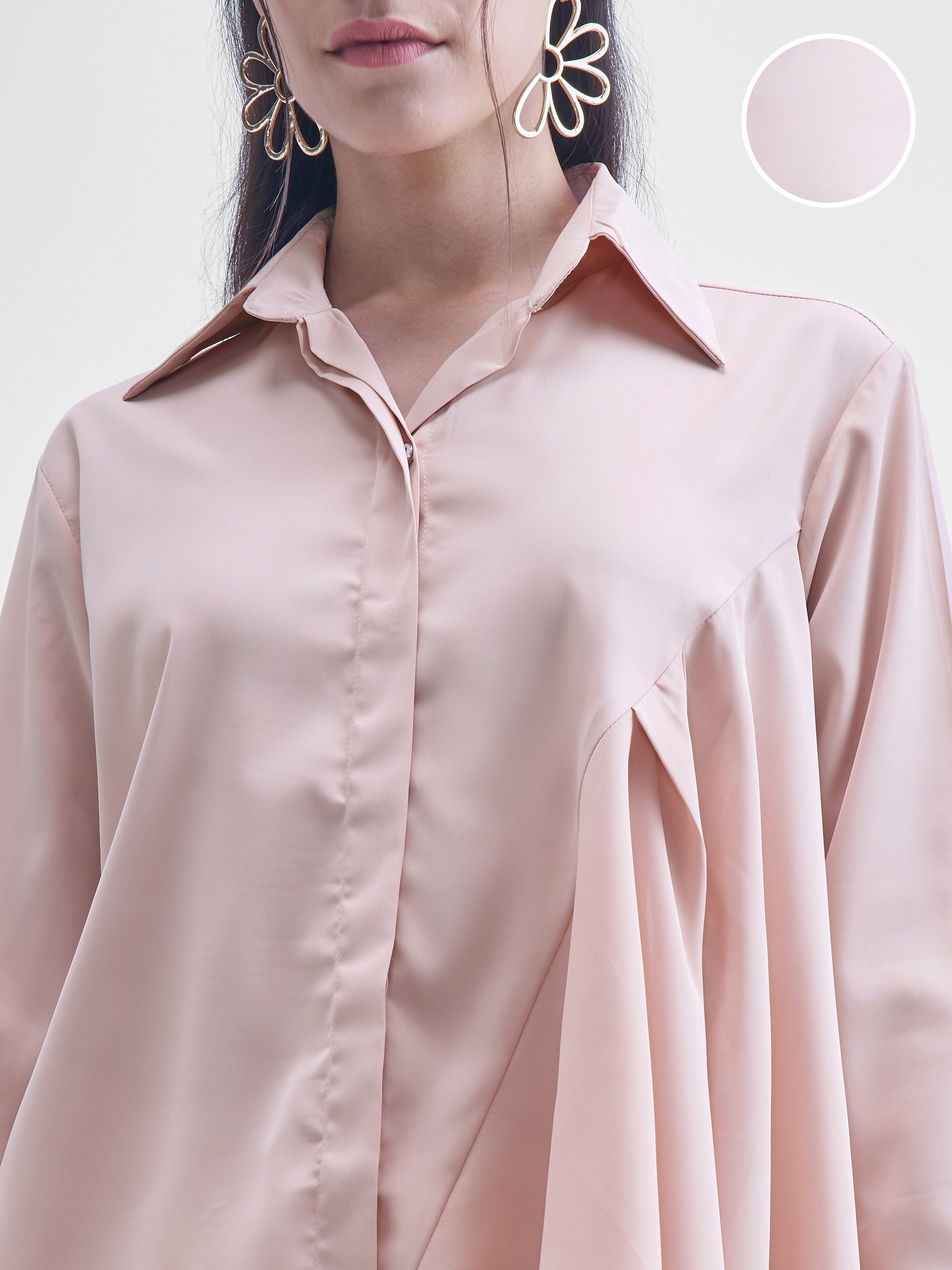 Tokyo Talkies Women Pink Solid casual shirts - Pink - Image 5