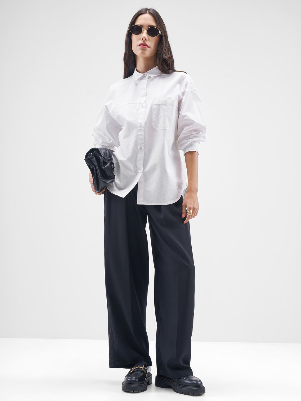 Chic By Tokyo Talkies Women White Solid Oversized Fit Casual Shirt - White - Image 2