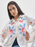 ESPYR By Tokyo Talkies Women Off White Embroidered Casual Shirt - Off White - Image 1