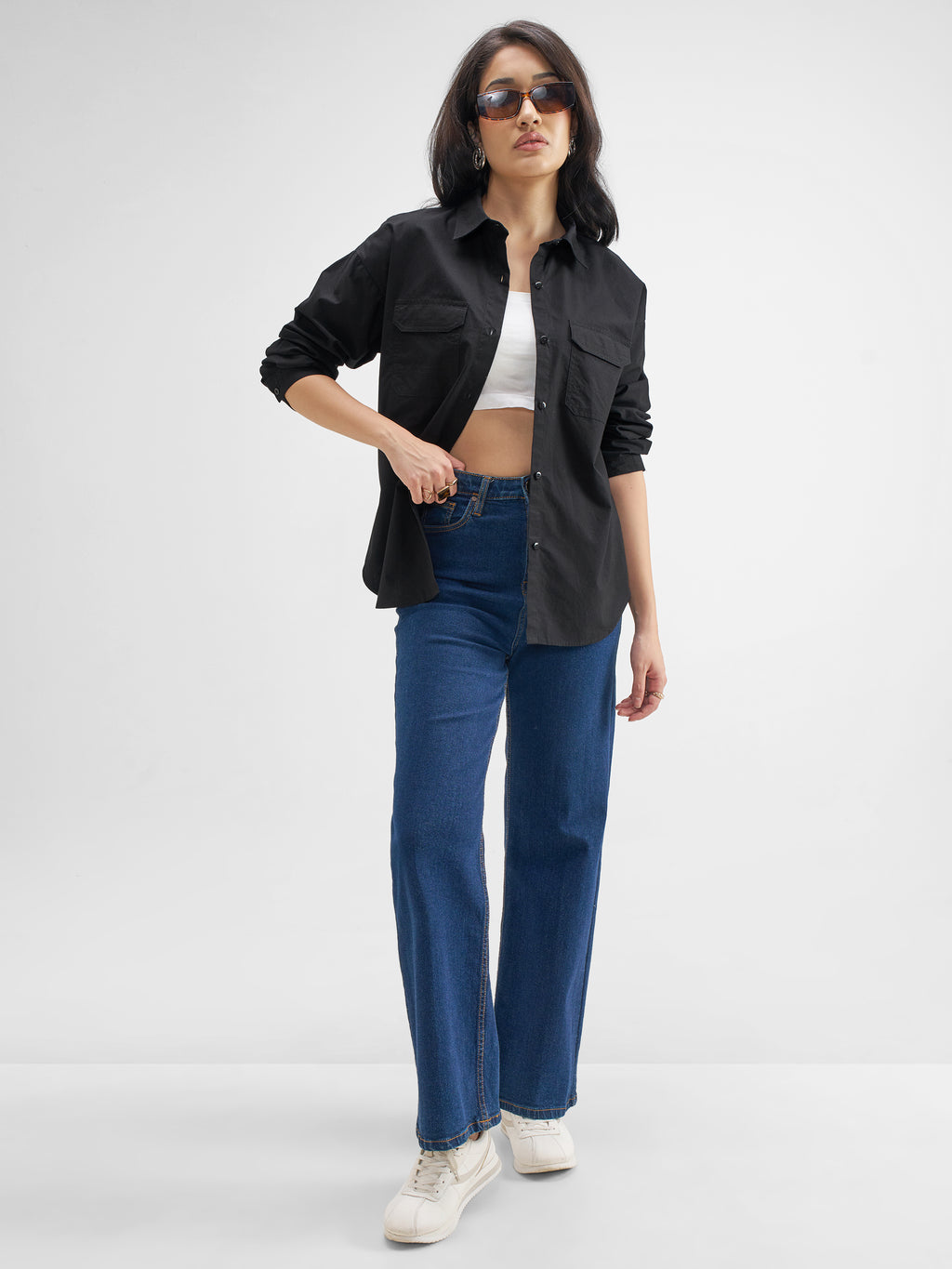 Tokyo Talkies Women Black Solid Casual Shirt - Black - Image 2