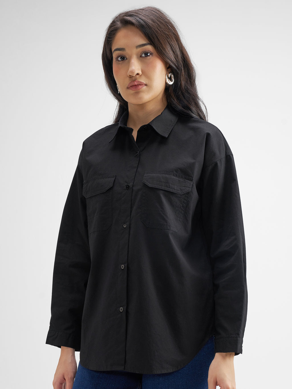 Tokyo Talkies Women Black Solid Casual Shirt - Black - Image 4