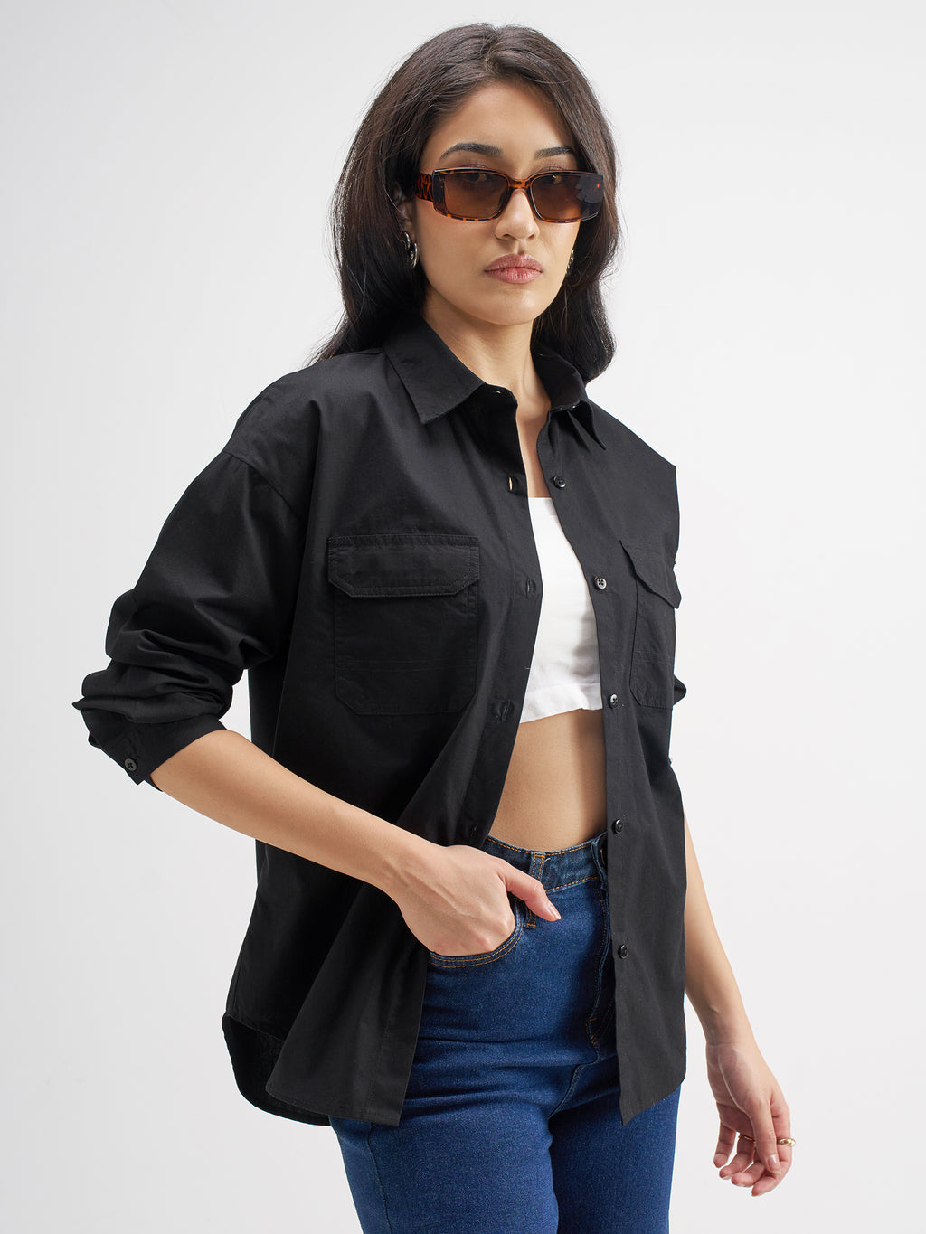Tokyo Talkies Women Black Solid Casual Shirt - Black - Image 6