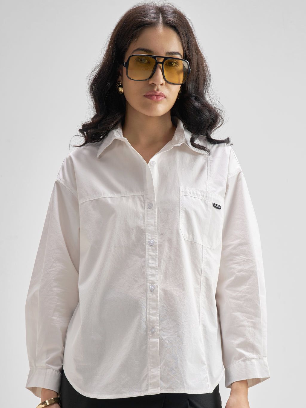 Chic By Tokyo Talkies Women White Solid Casual Shirt - White - Image 1