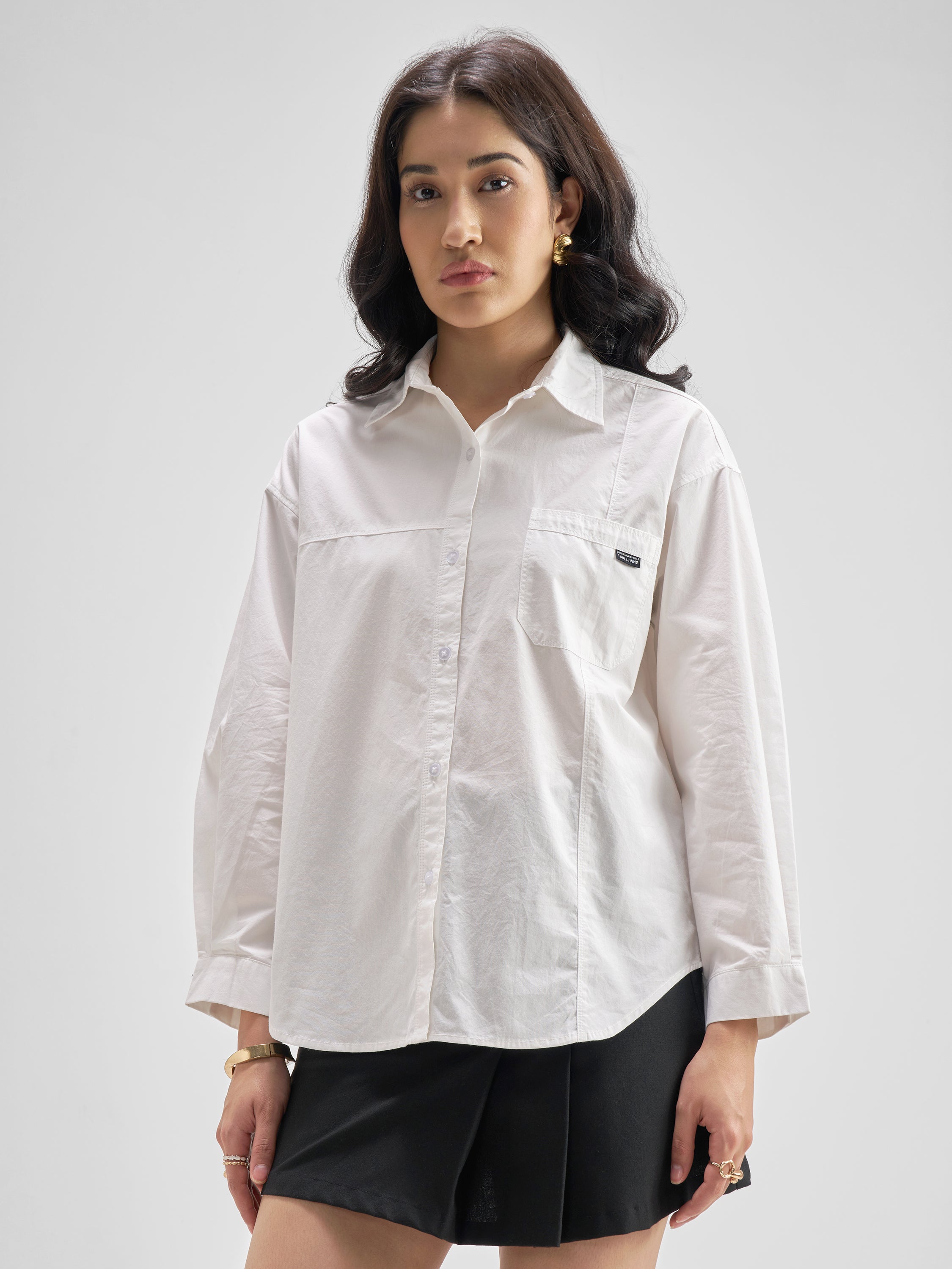 Chic By Tokyo Talkies Women White Solid Casual Shirt - White - Image 4