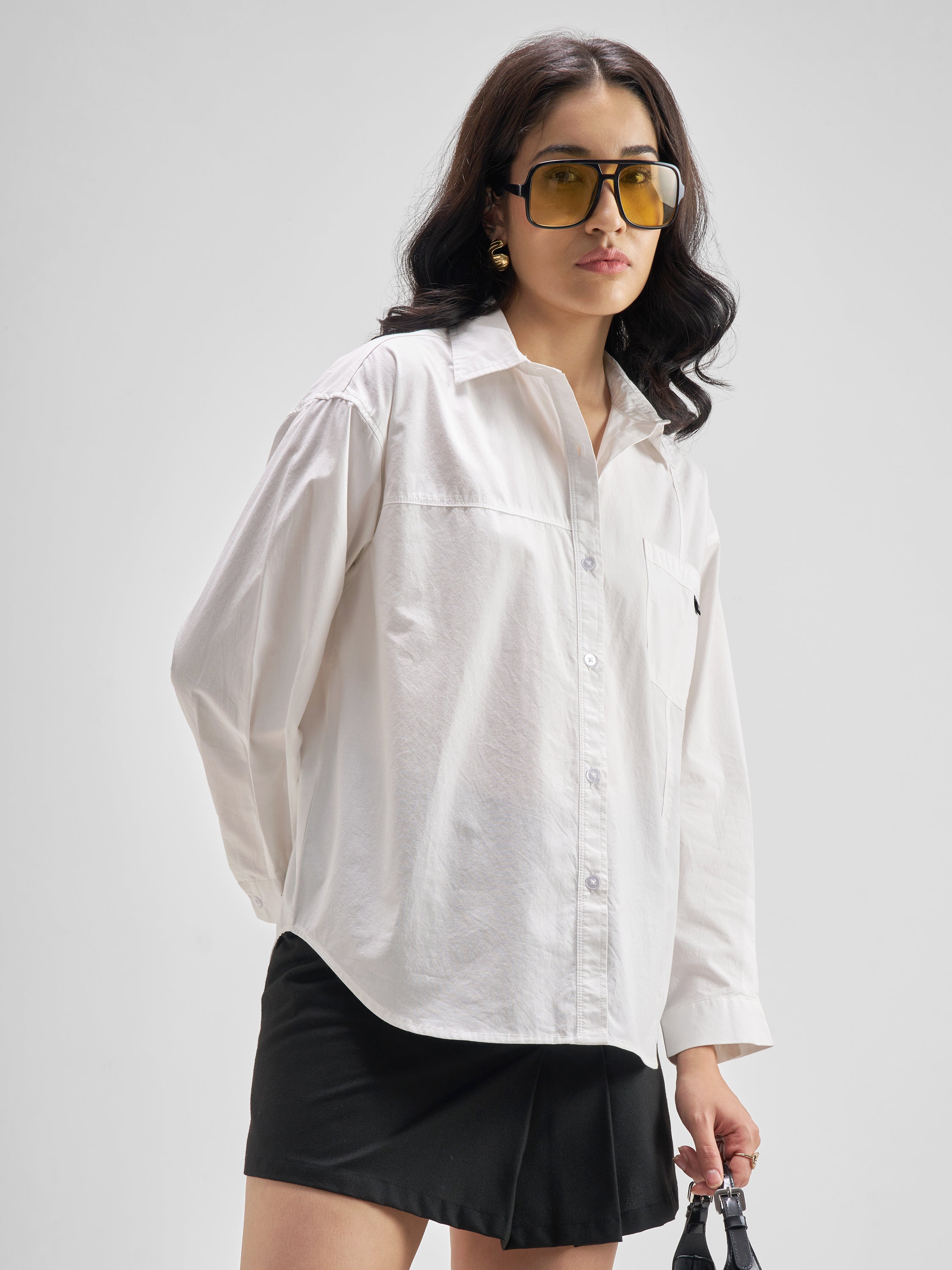Chic By Tokyo Talkies Women White Solid Casual Shirt - White - Image 6