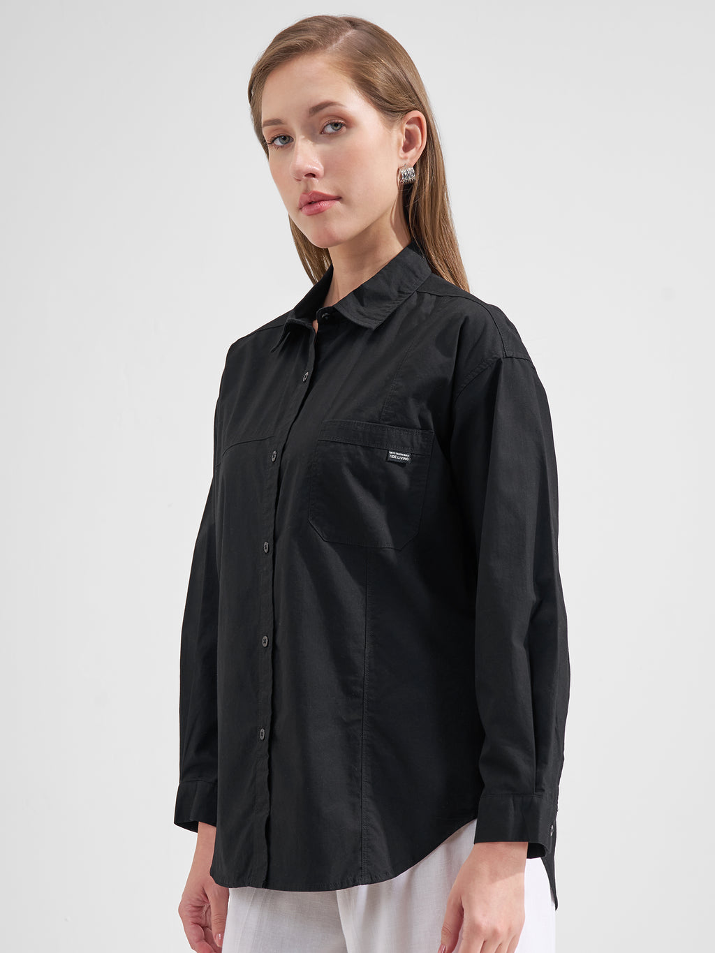 Tokyo Talkies Women Black Solid Casual Shirt