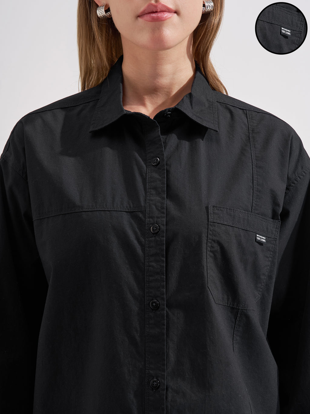 Tokyo Talkies Women Black Solid Casual Shirt