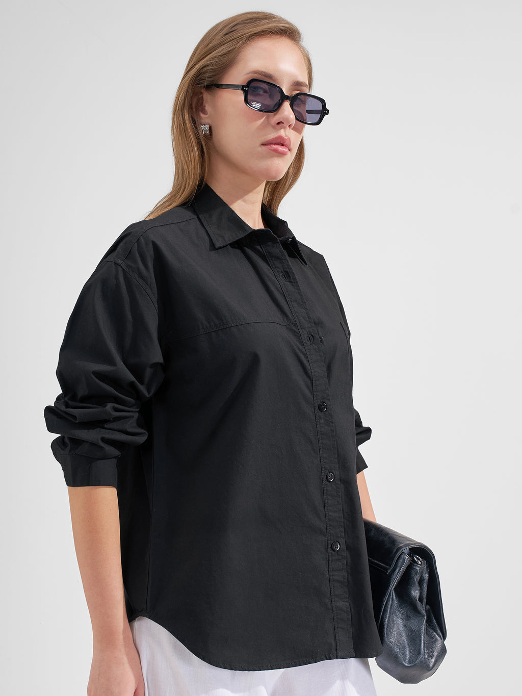 Tokyo Talkies Women Black Solid Casual Shirt