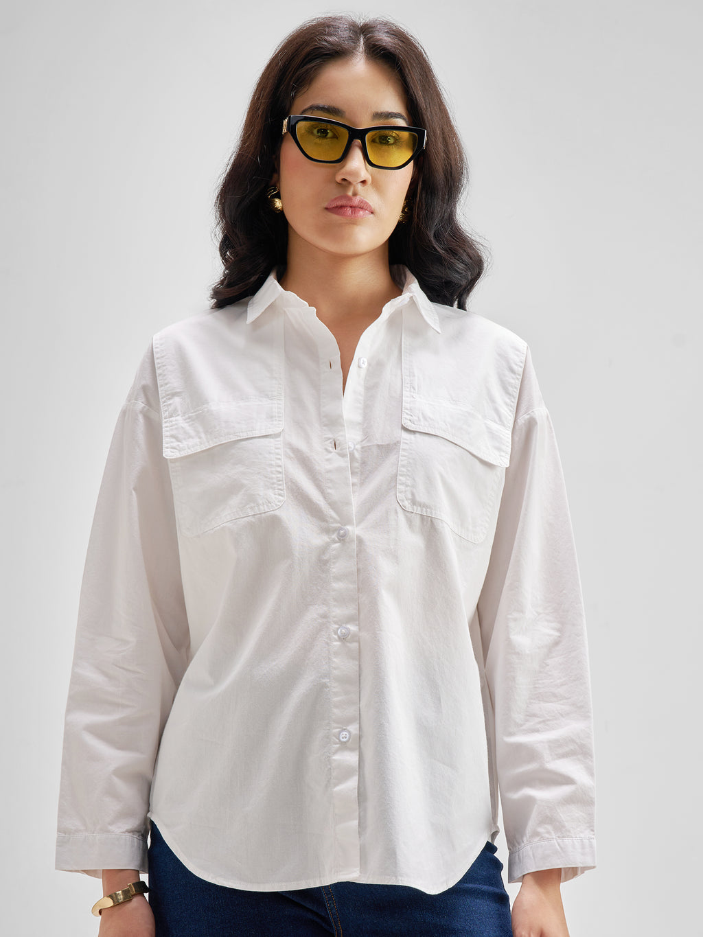 Chic By Tokyo Talkies Women White Solid Casual Shirt - White - Image 1