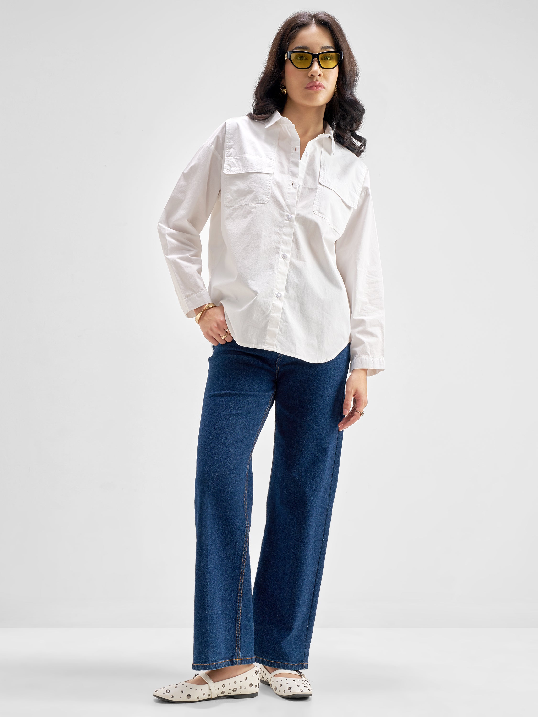 Chic By Tokyo Talkies Women White Solid Casual Shirt - White - Image 2