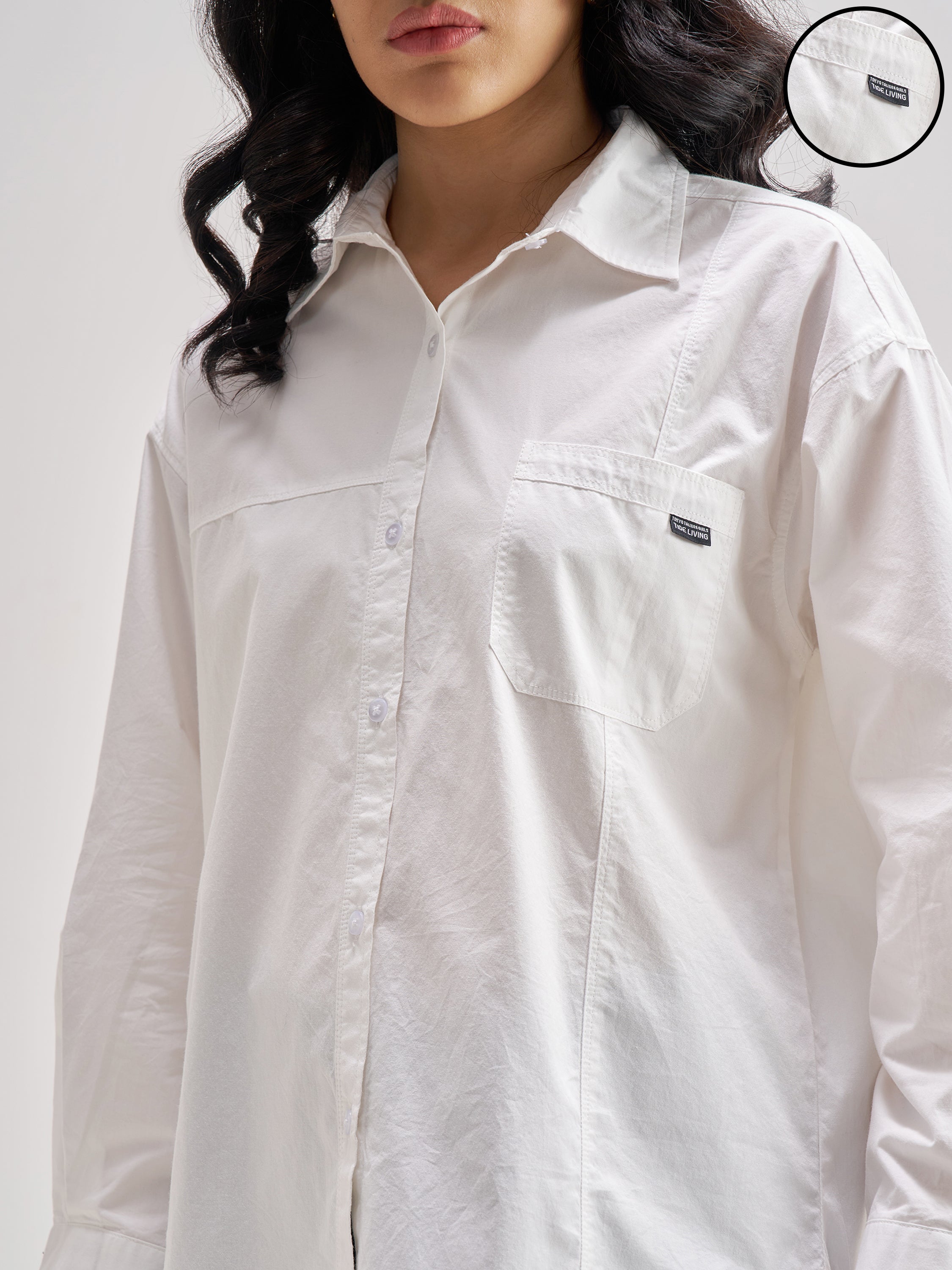 Tokyo Talkies Women White Solid Casual Shirt - White - Image 5