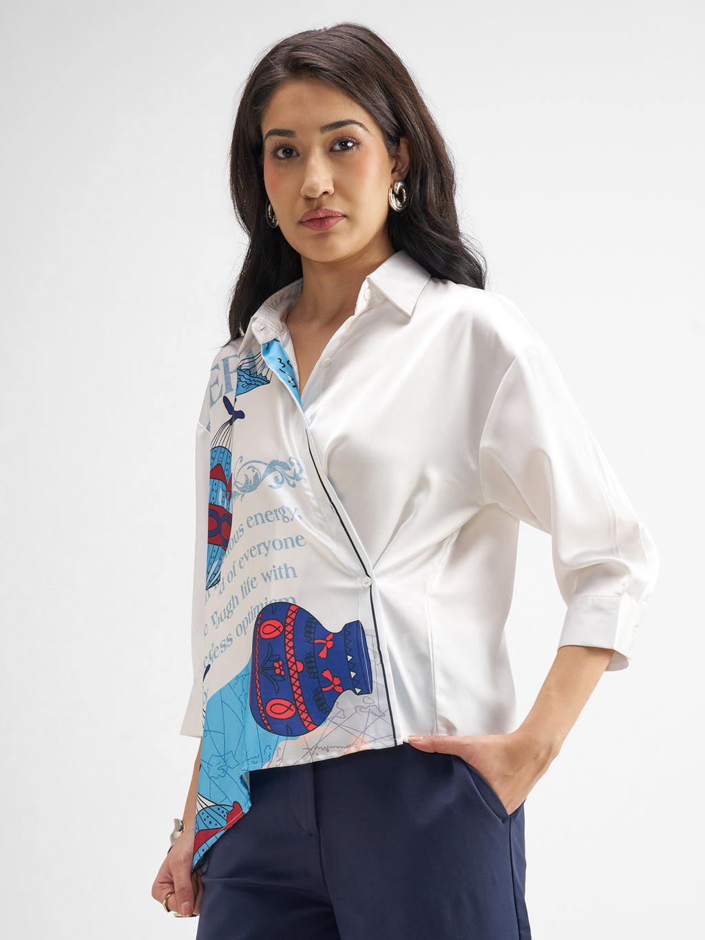 Tokyo Talkies Women White Printed Casual Shirt - White - Image 4
