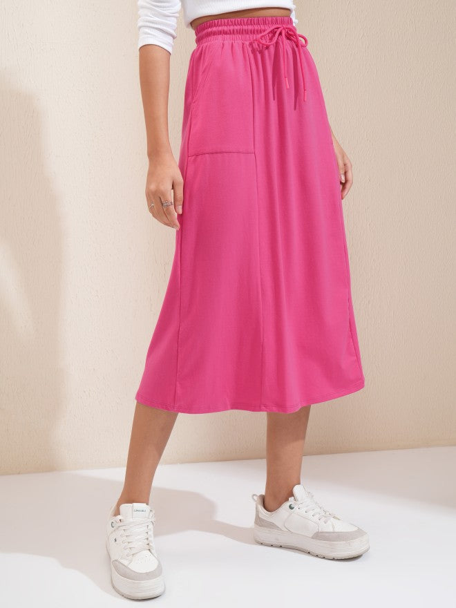Tokyo Talkies Women Pink Midi Skirt - Pink - Image 6