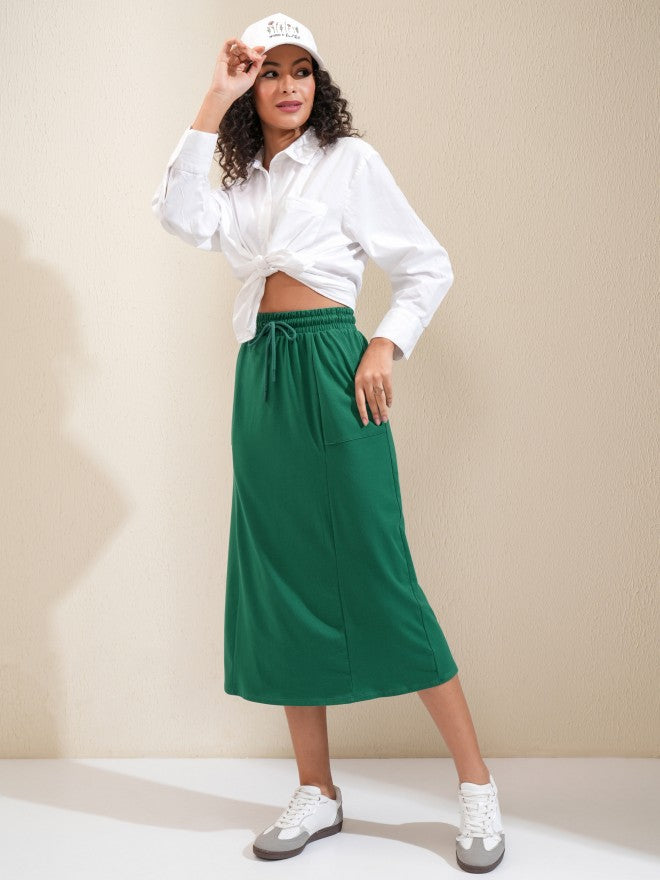 Tokyo Talkies Women Green Midi Skirt - Green - Image 2