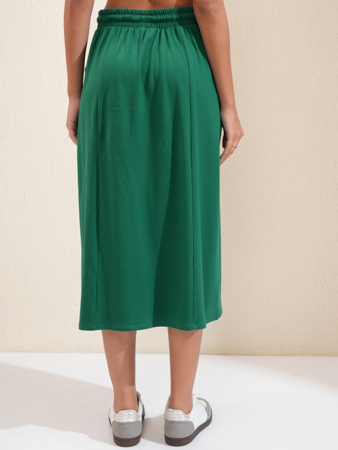 Tokyo Talkies Women Green Midi Skirt - Green - Image 3